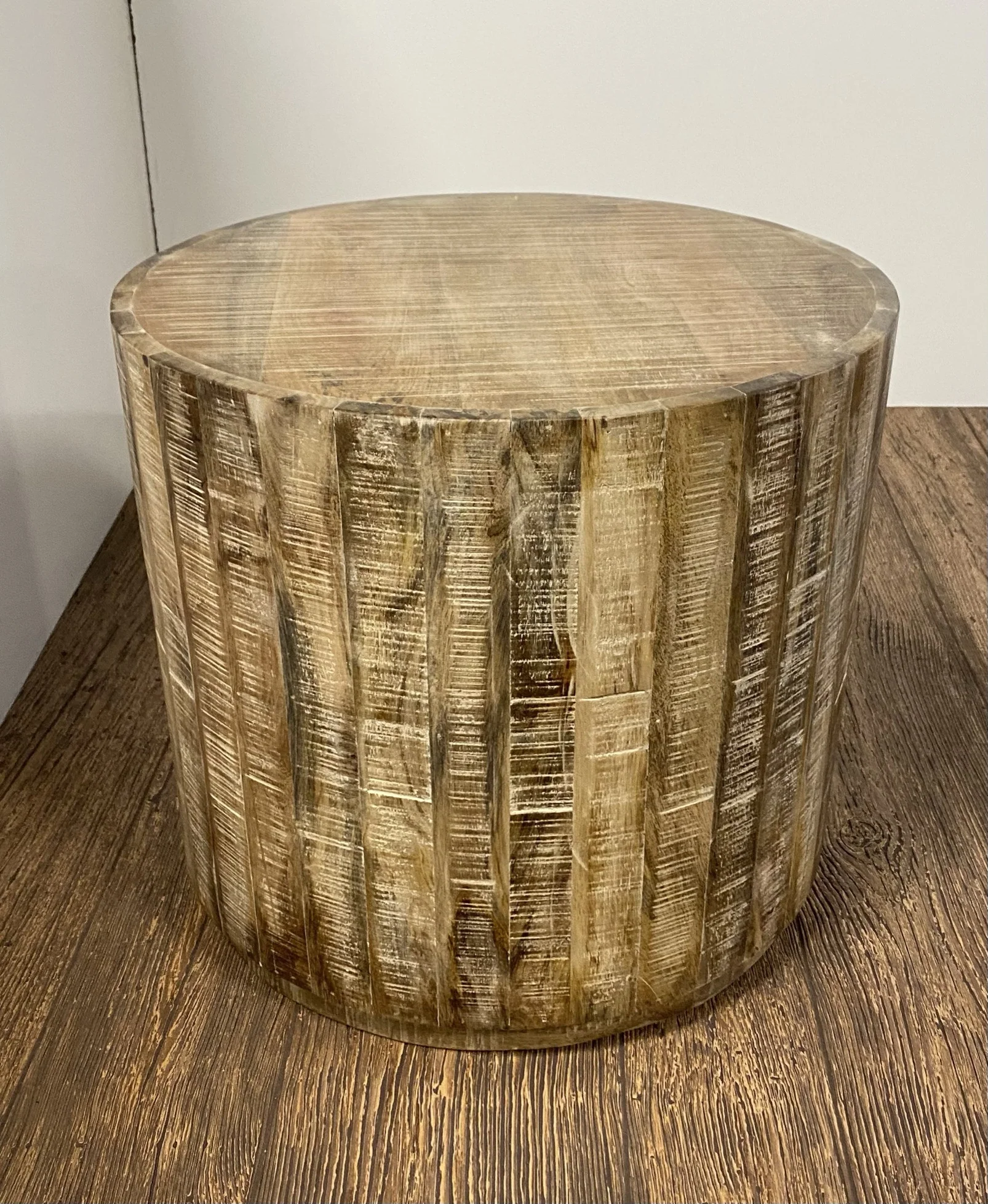 Updated Rustic Round Stump End Table By Homeroots - Image 5