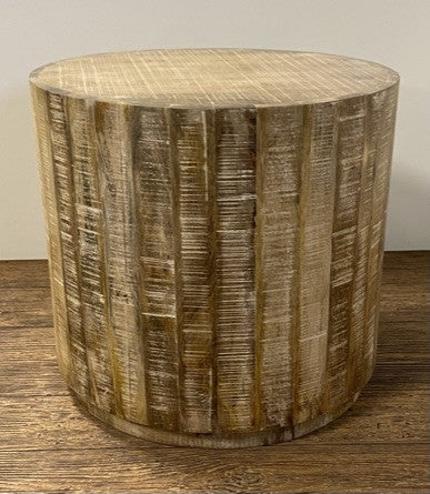 Updated Rustic Round Stump End Table By Homeroots - Image 6
