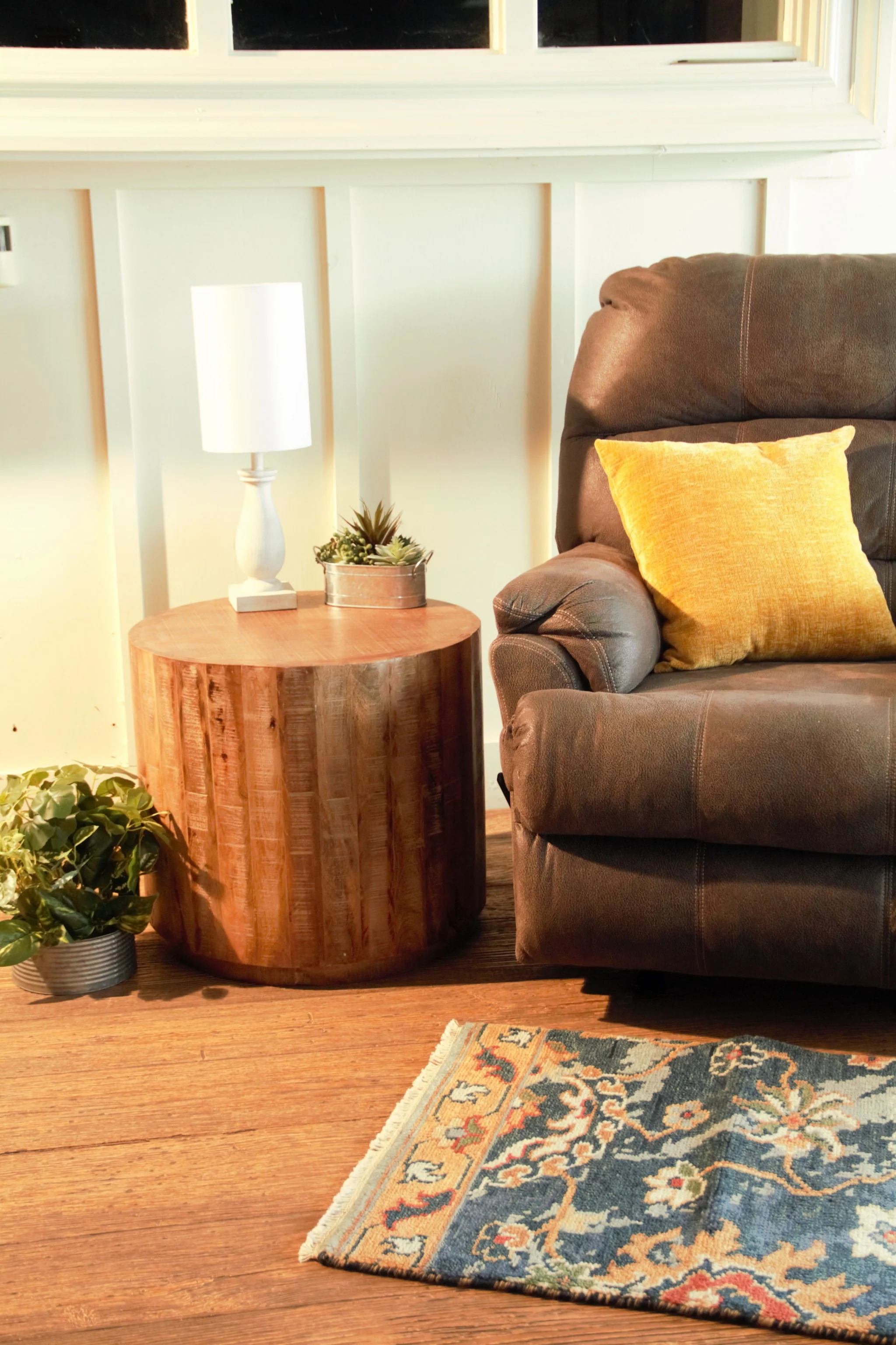 Updated Rustic Round Stump End Table By Homeroots - Image 7