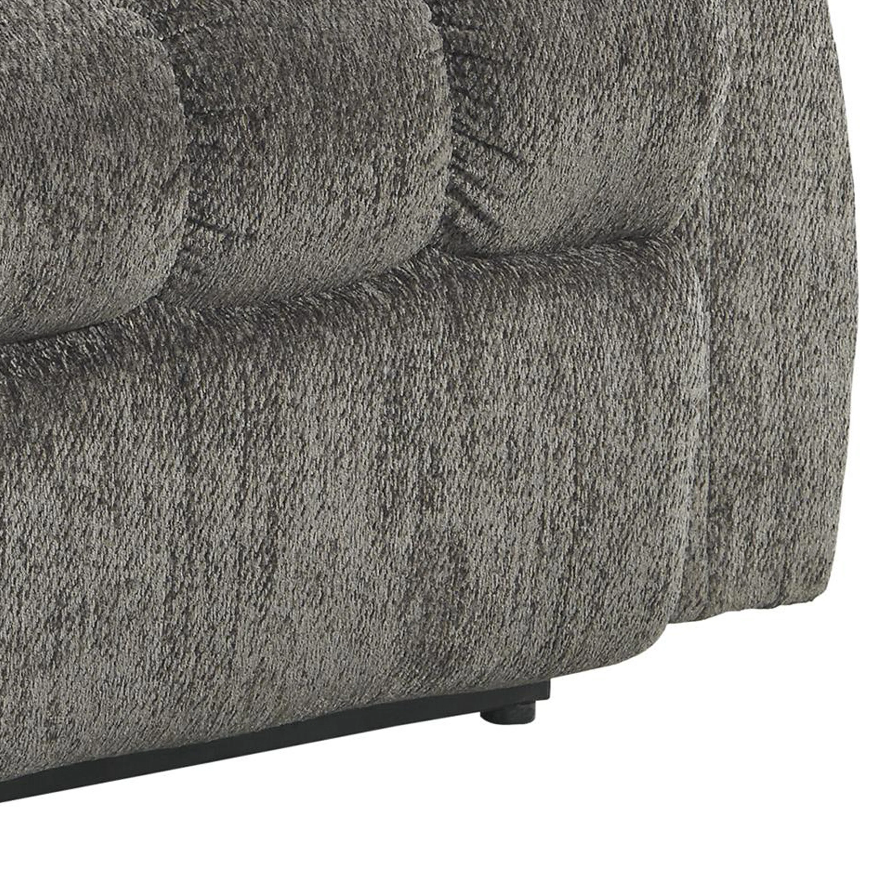 Upholstered Metal Frame Power Lift Recliner with Tufted Seat and Back, Gray By Benzara - Image 2