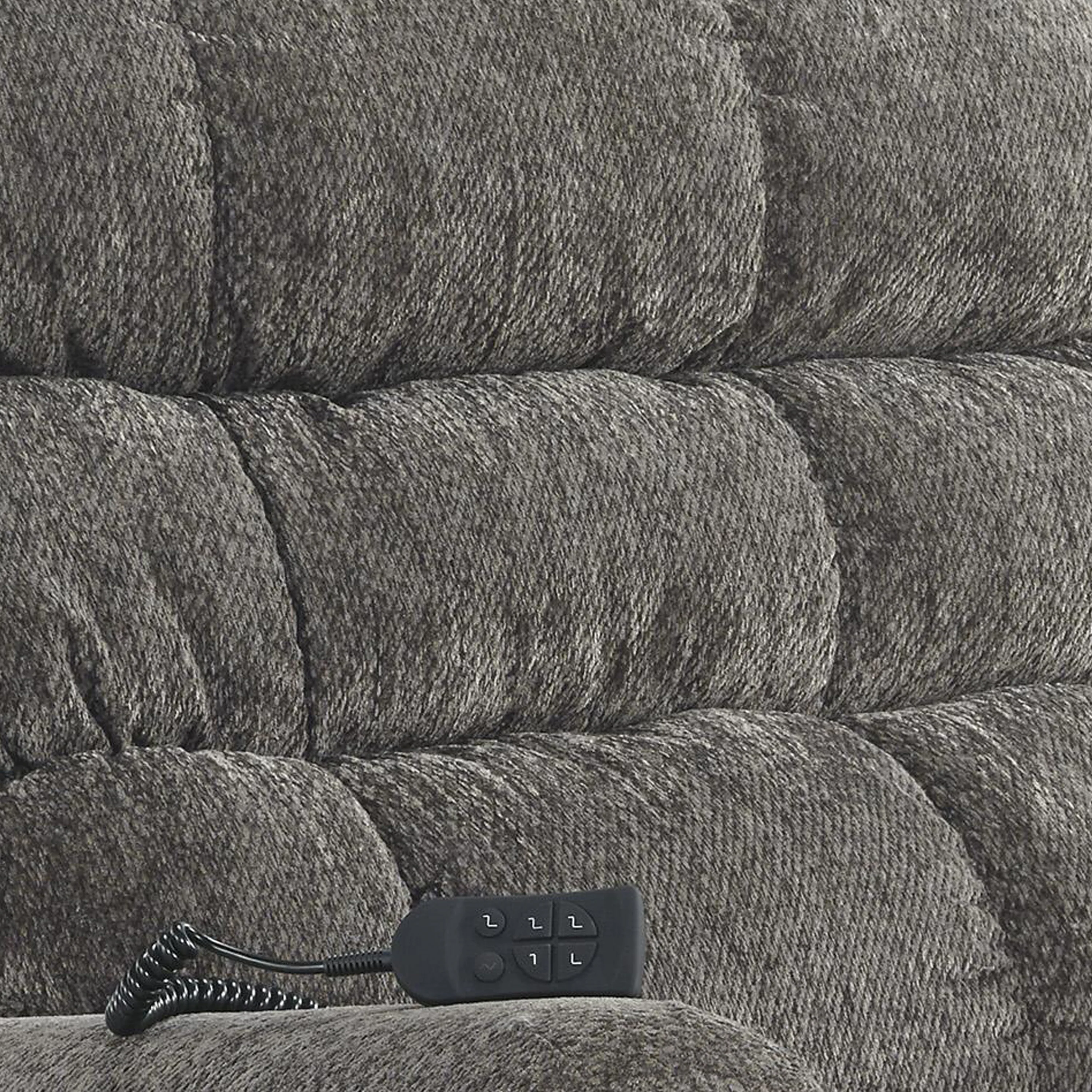 Upholstered Metal Frame Power Lift Recliner with Tufted Seat and Back, Gray By Benzara - Image 3