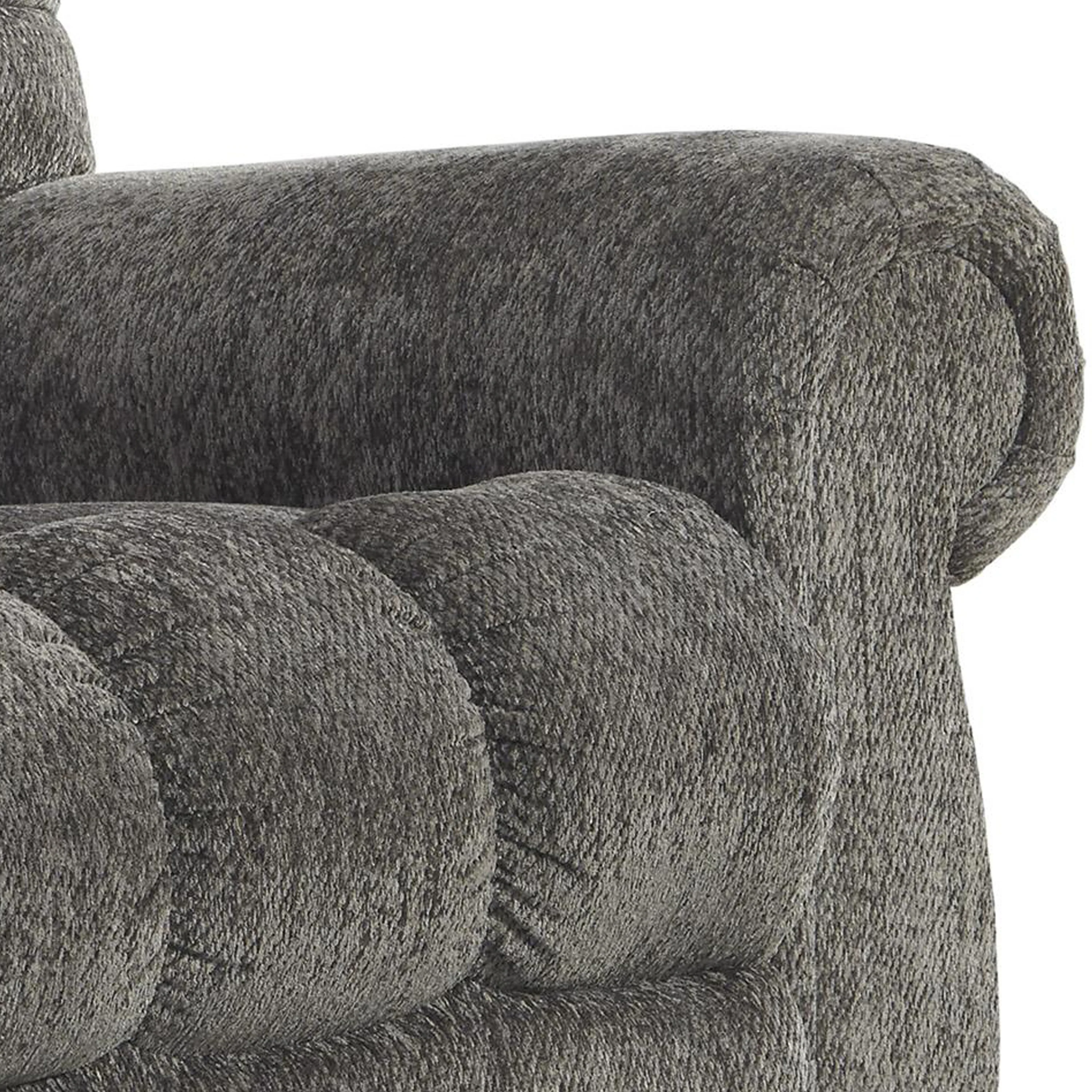 Upholstered Metal Frame Power Lift Recliner with Tufted Seat and Back, Gray By Benzara - Image 4