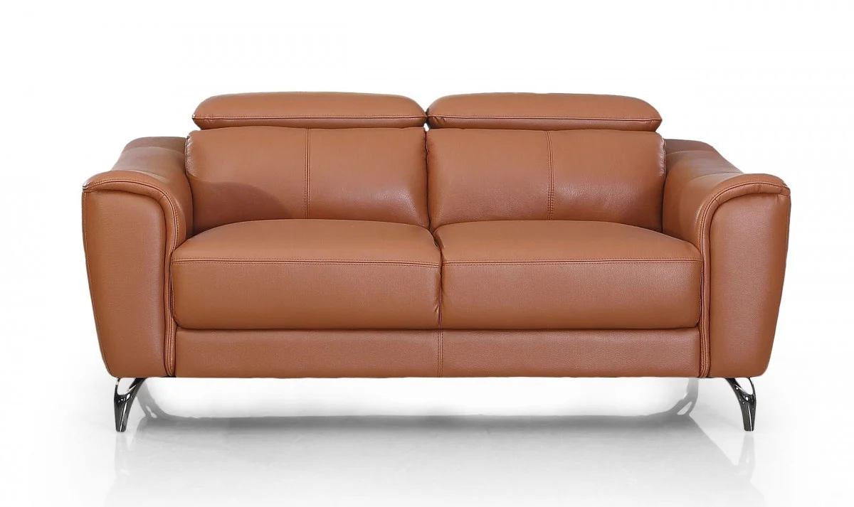 Urban 65" Brown Leather Adjustable Headrest Loveseat By Homeroots - Image 2