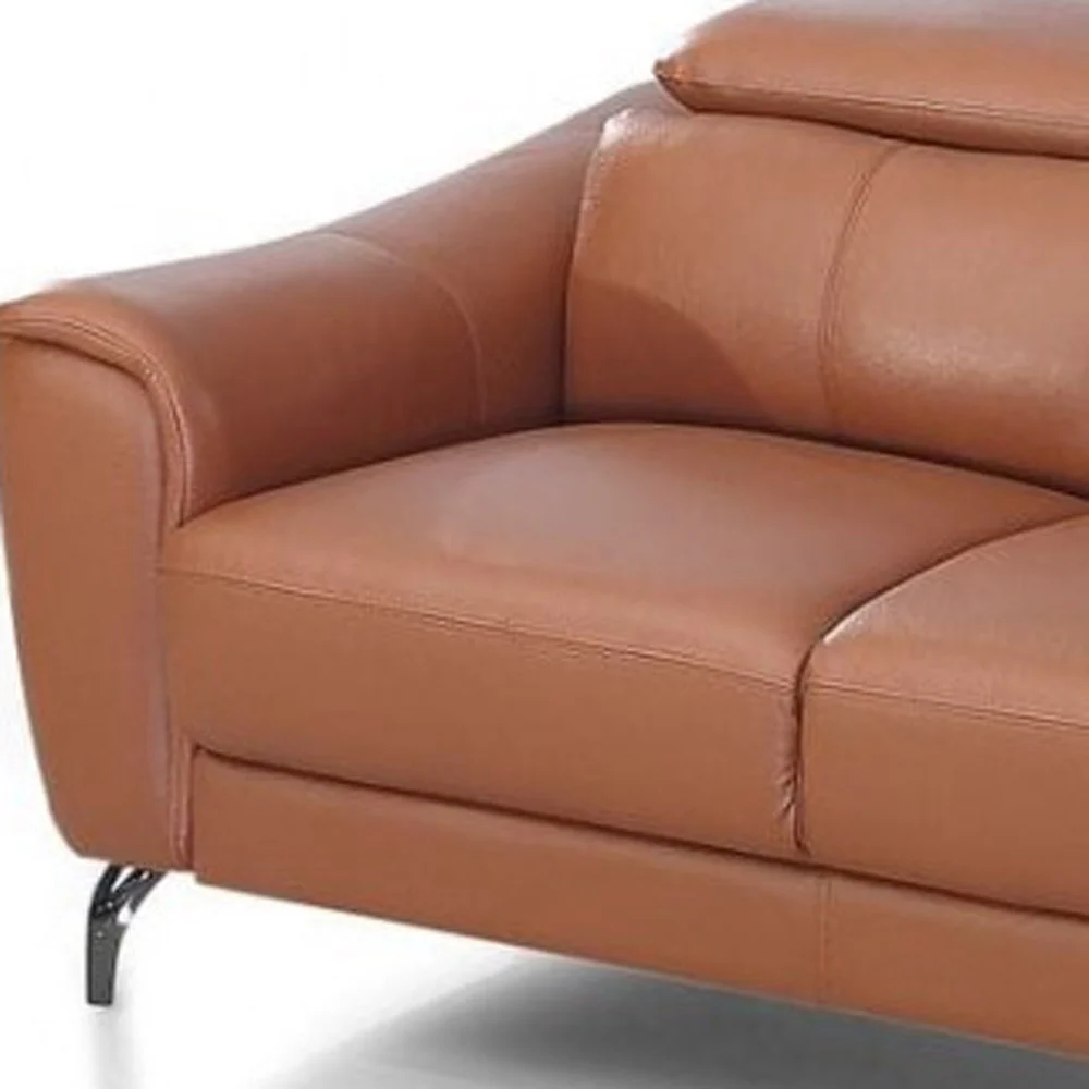 Urban 65" Brown Leather Adjustable Headrest Loveseat By Homeroots - Image 6