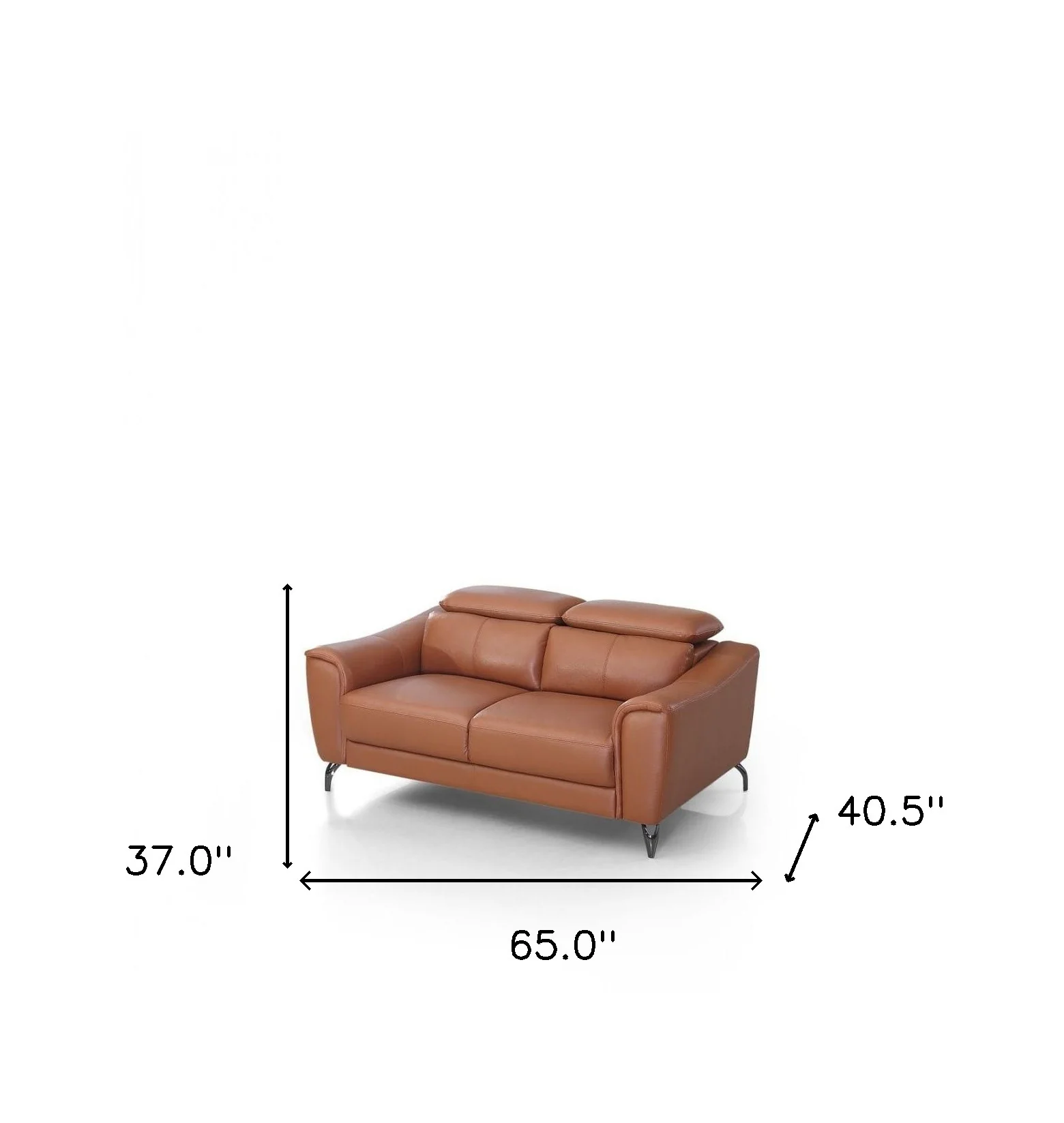 Urban 65" Brown Leather Adjustable Headrest Loveseat By Homeroots - Image 7