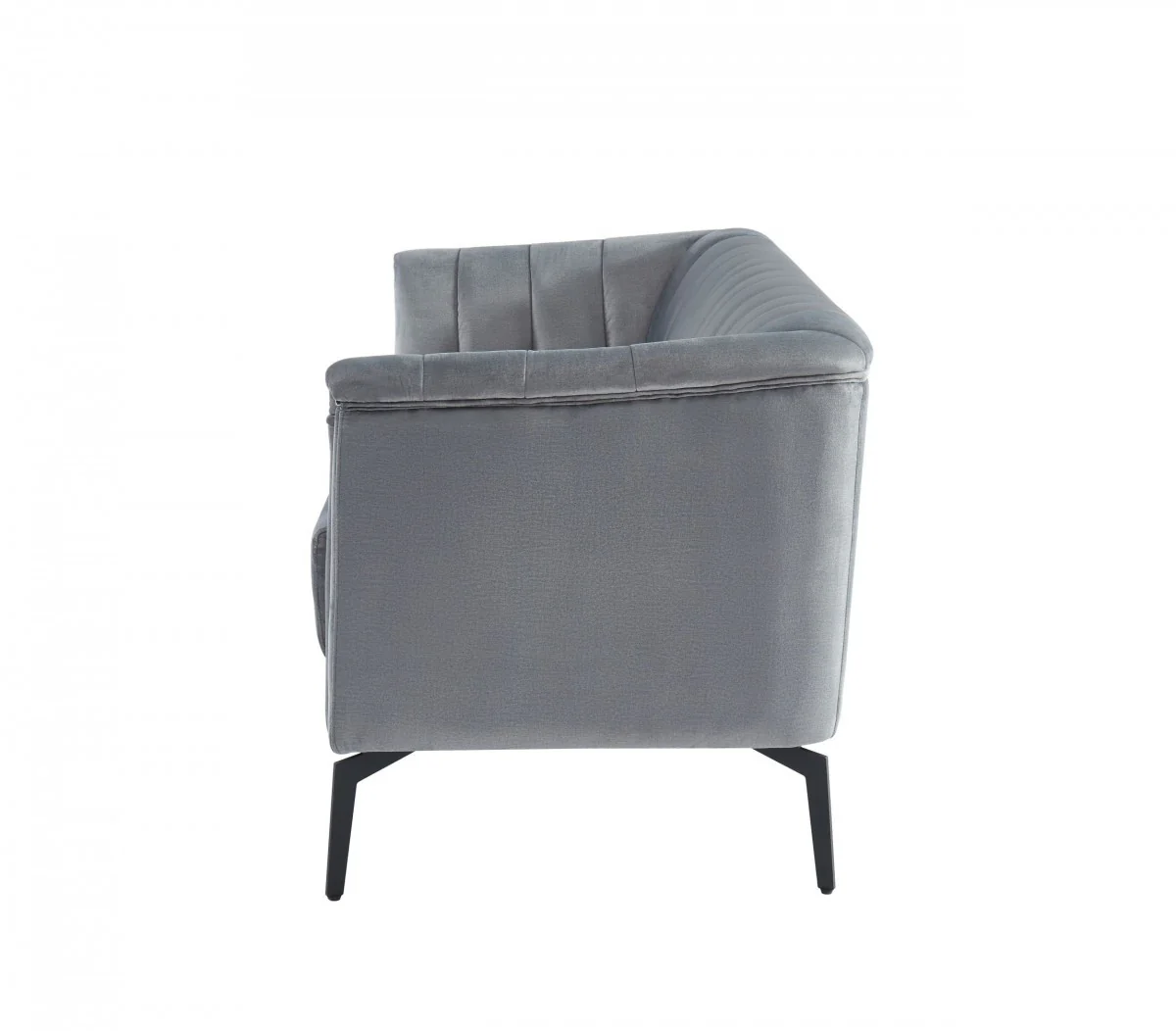 Urban 76" Grey Velvet Sofa With Tufted Back By Homeroots - Image 3