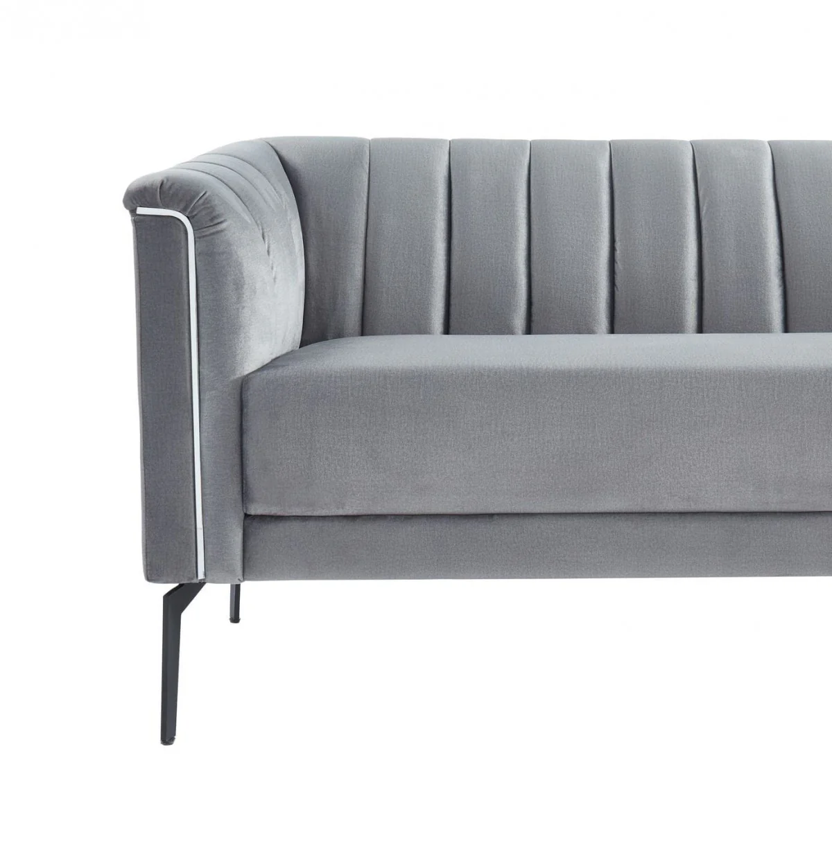 Urban 76" Grey Velvet Sofa With Tufted Back By Homeroots - Image 5