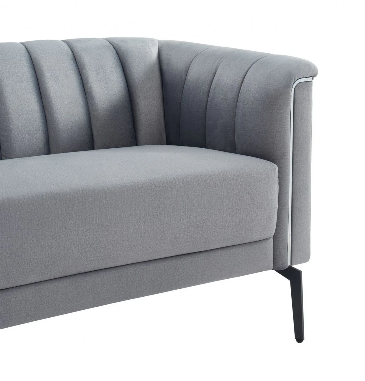 Urban 76" Grey Velvet Sofa With Tufted Back By Homeroots - Image 6