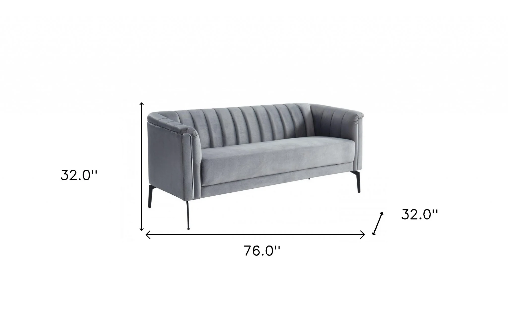Urban 76" Grey Velvet Sofa With Tufted Back By Homeroots - Image 7