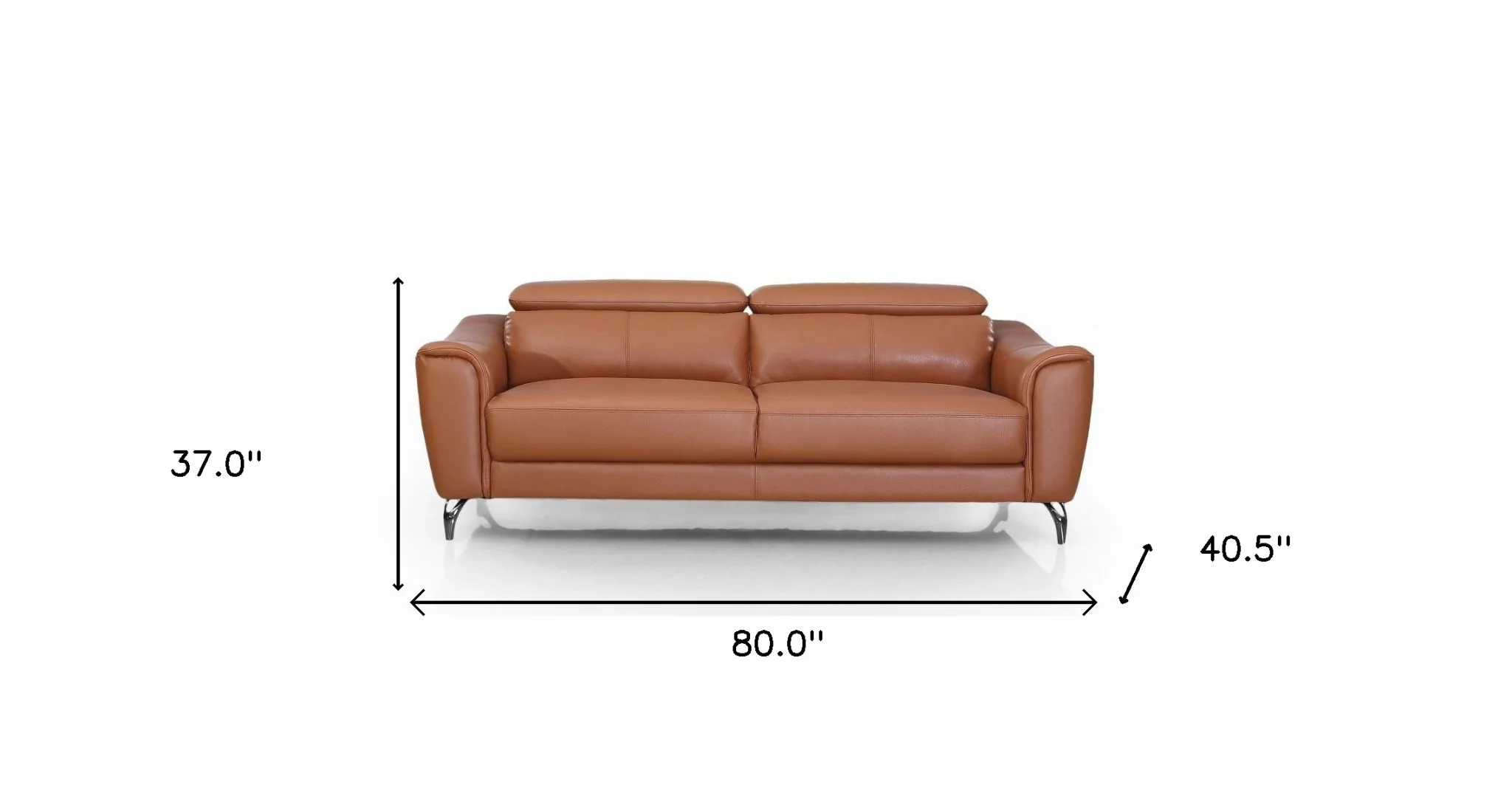 Urban 80" Brown Leather Adjustable Headrest Sofa By Homeroots - Image 5