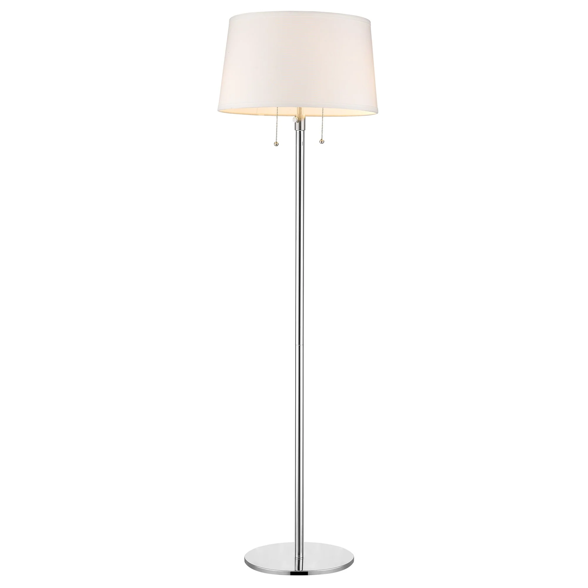 Urban Basic 2-Light Polished Chrome Adjustable Floor Lamp With Off White Linen Shade By Homeroots - Image 2