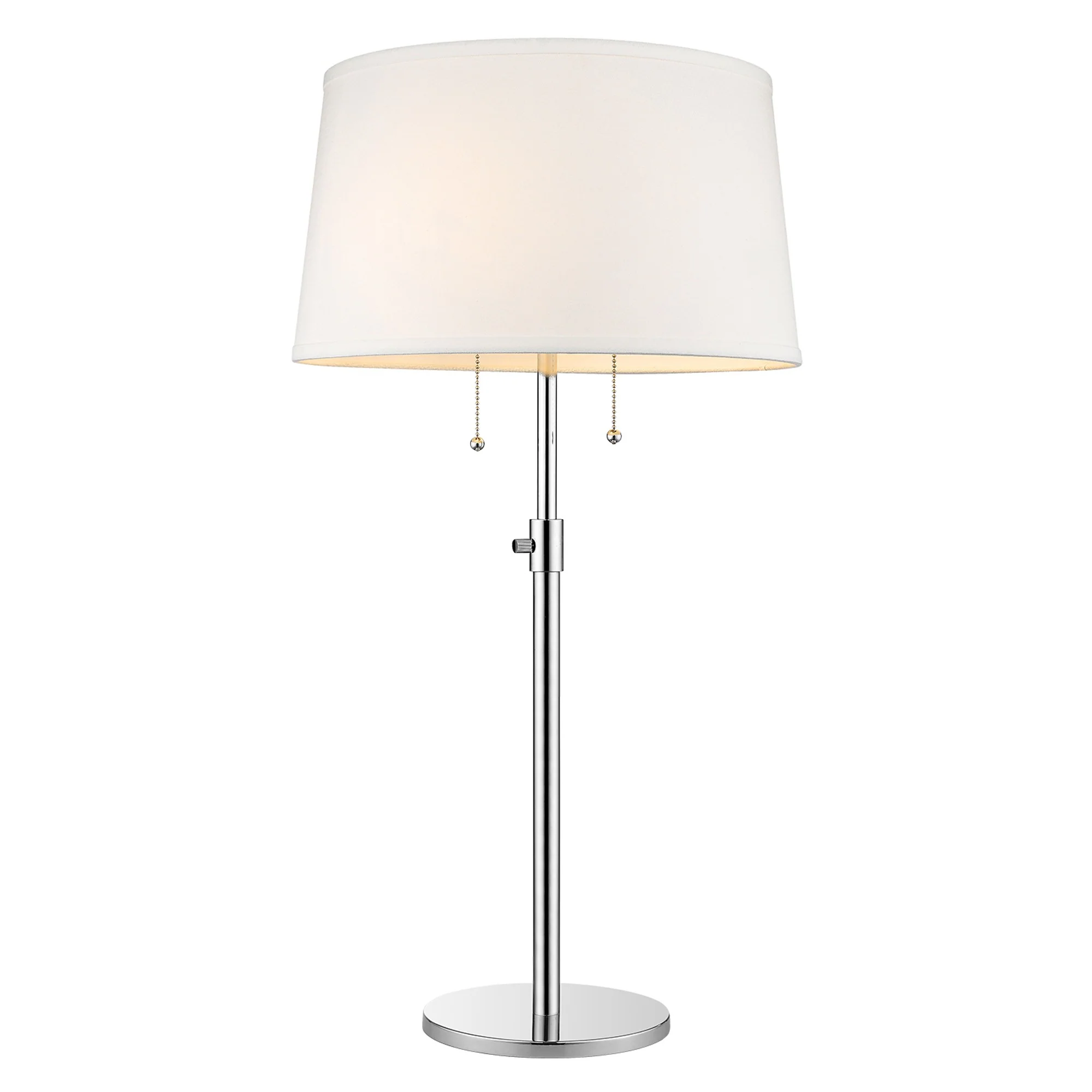 Urban Basic 2-Light Polished Chrome Adjustable Table Lamp With Off White Linen Shantung Shade By Homeroots - Image 2