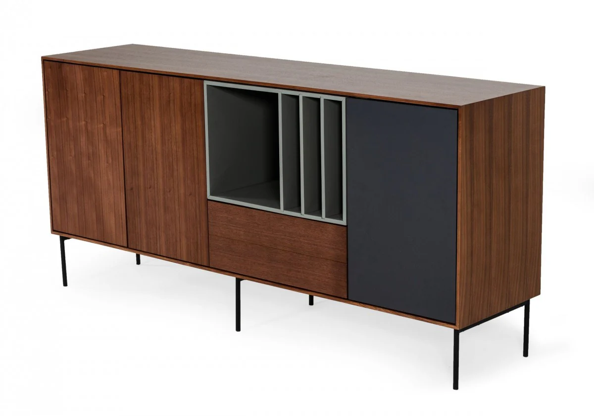 Urban Warm 71" Brown Gray and Charcoal Buffet Server By Homeroots - Image 2