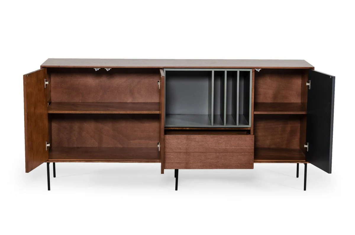 Urban Warm 71" Brown Gray and Charcoal Buffet Server By Homeroots - Image 3