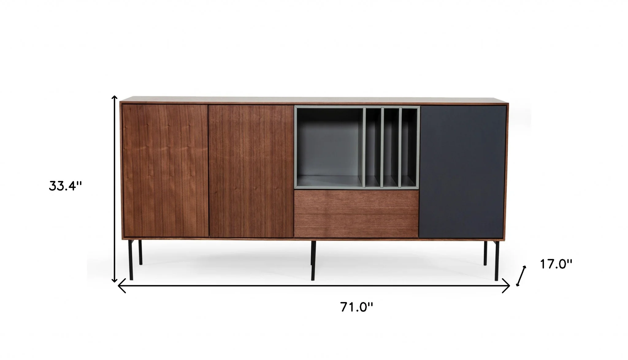 Urban Warm 71" Brown Gray and Charcoal Buffet Server By Homeroots - Image 5