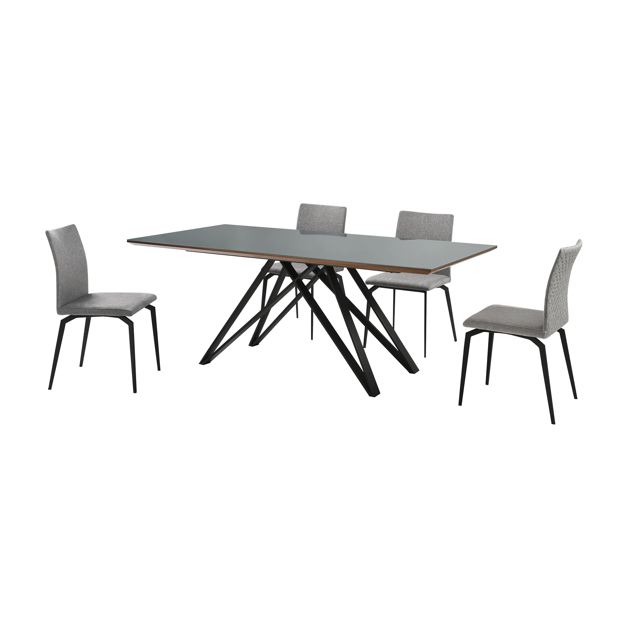 Urbino Lyon 5 Piece Dining Set with Gray Fabric Chairs By Armen Living - Image 2