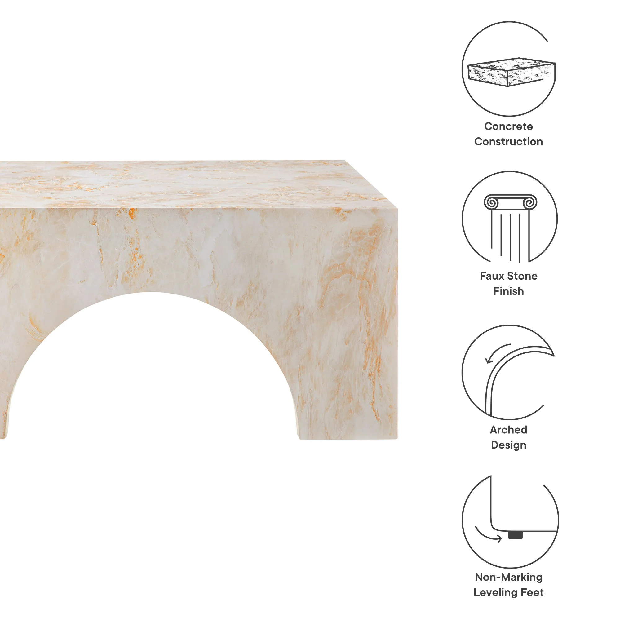 Valen Indoor - Outdoor Patio Arched Concrete Coffee Table by Modway - Image 10