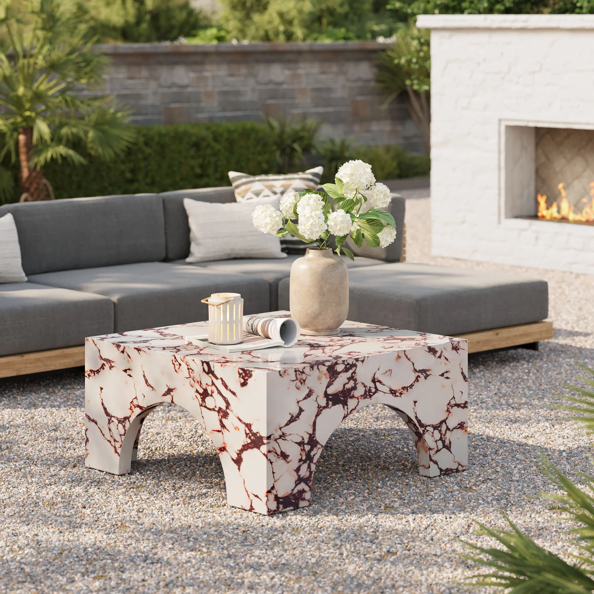 Valen Indoor - Outdoor Patio Arched Concrete Coffee Table by Modway - Image 21