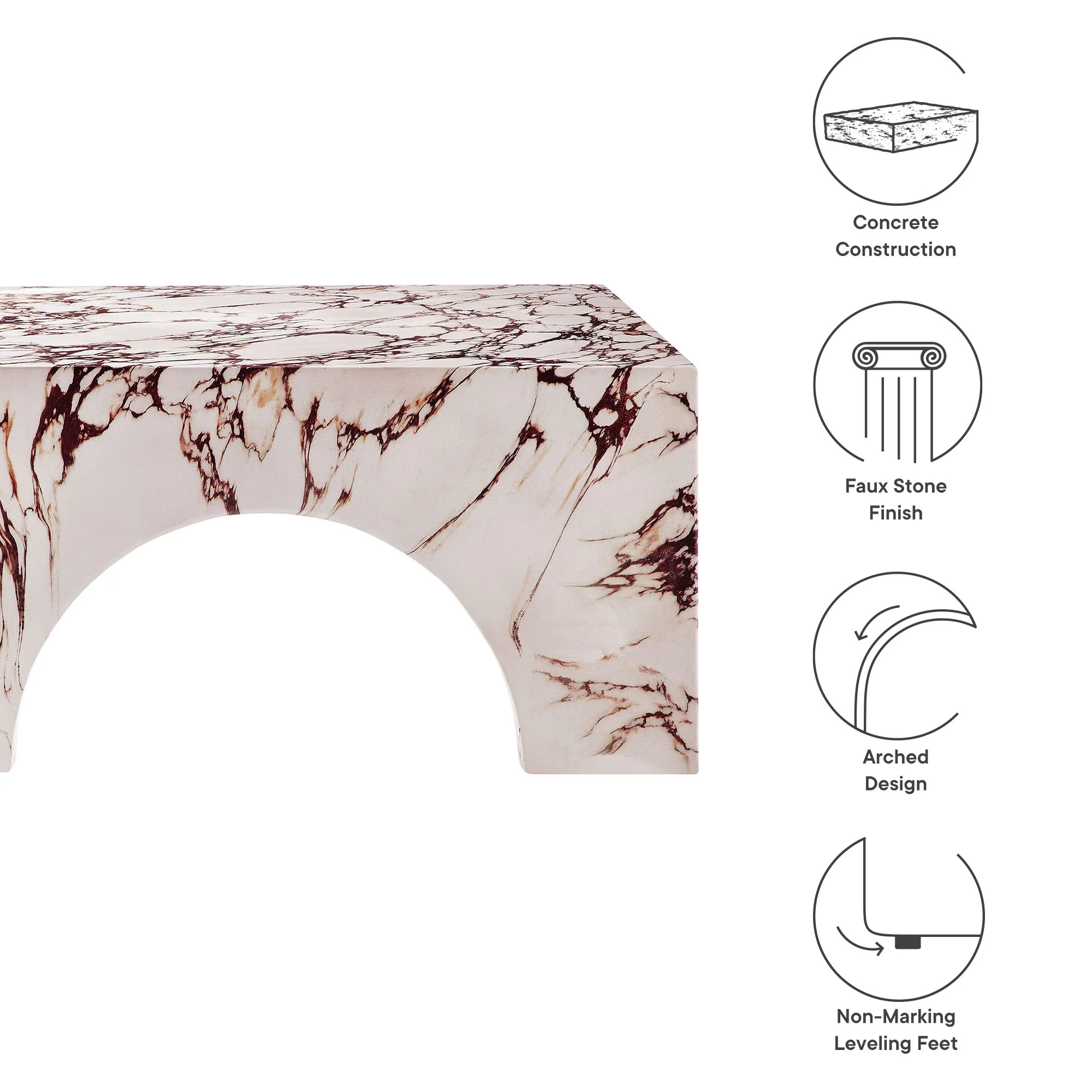 Valen Indoor - Outdoor Patio Arched Concrete Coffee Table by Modway - Image 22