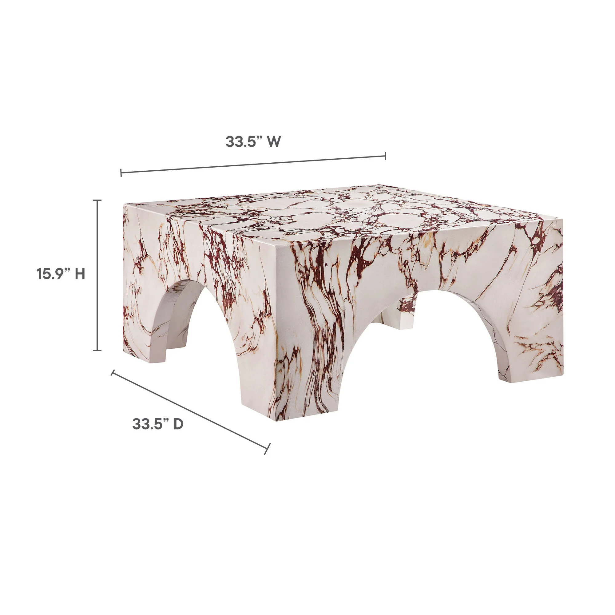 Valen Indoor - Outdoor Patio Arched Concrete Coffee Table by Modway - Image 23