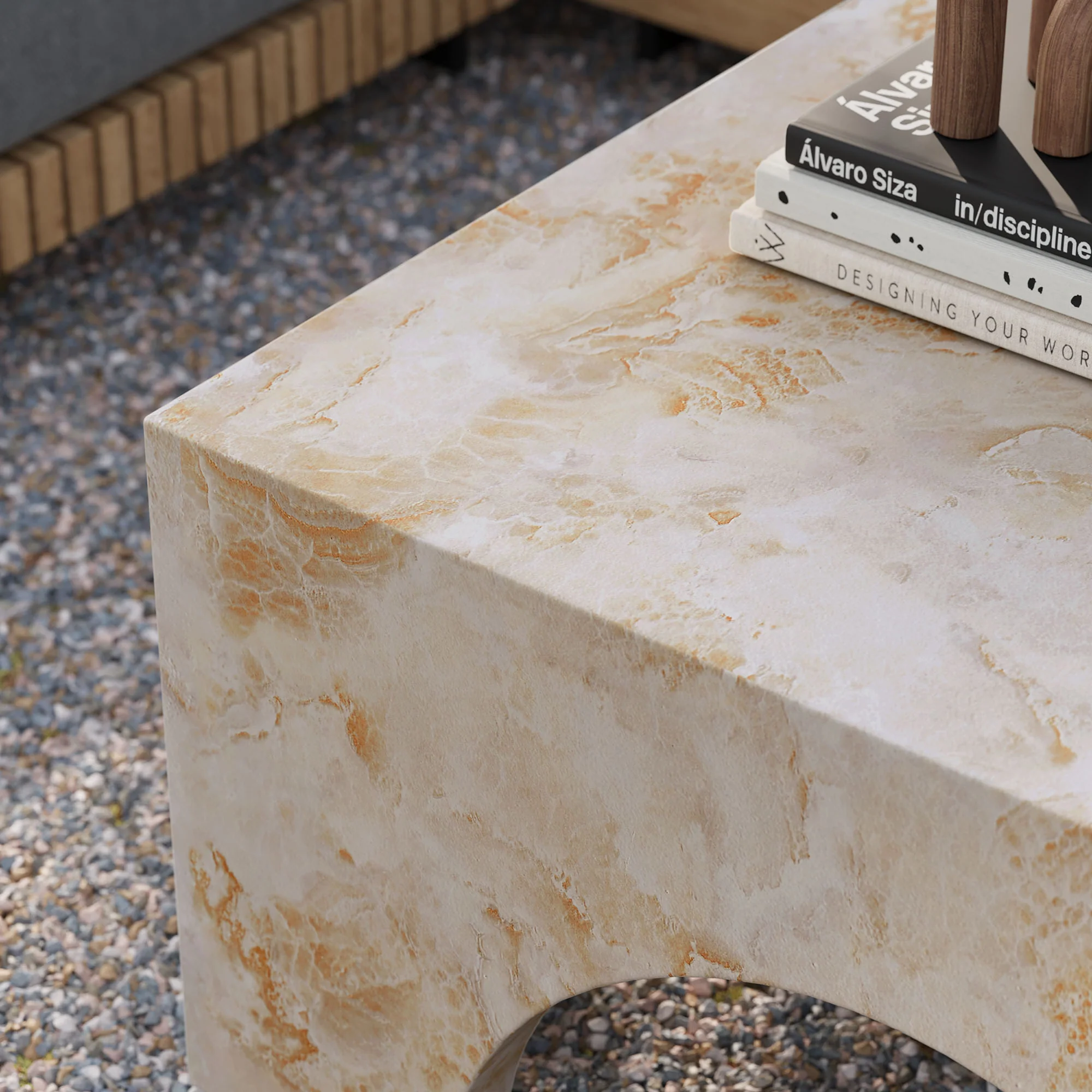 Valen Indoor - Outdoor Patio Arched Concrete Coffee Table by Modway - Image 8