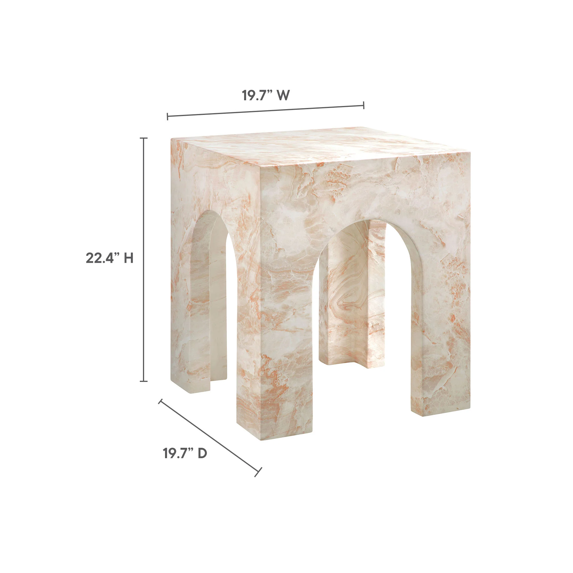 Valen Square Indoor - Outdoor Patio Arched Concrete Side Table by Modway - Image 11