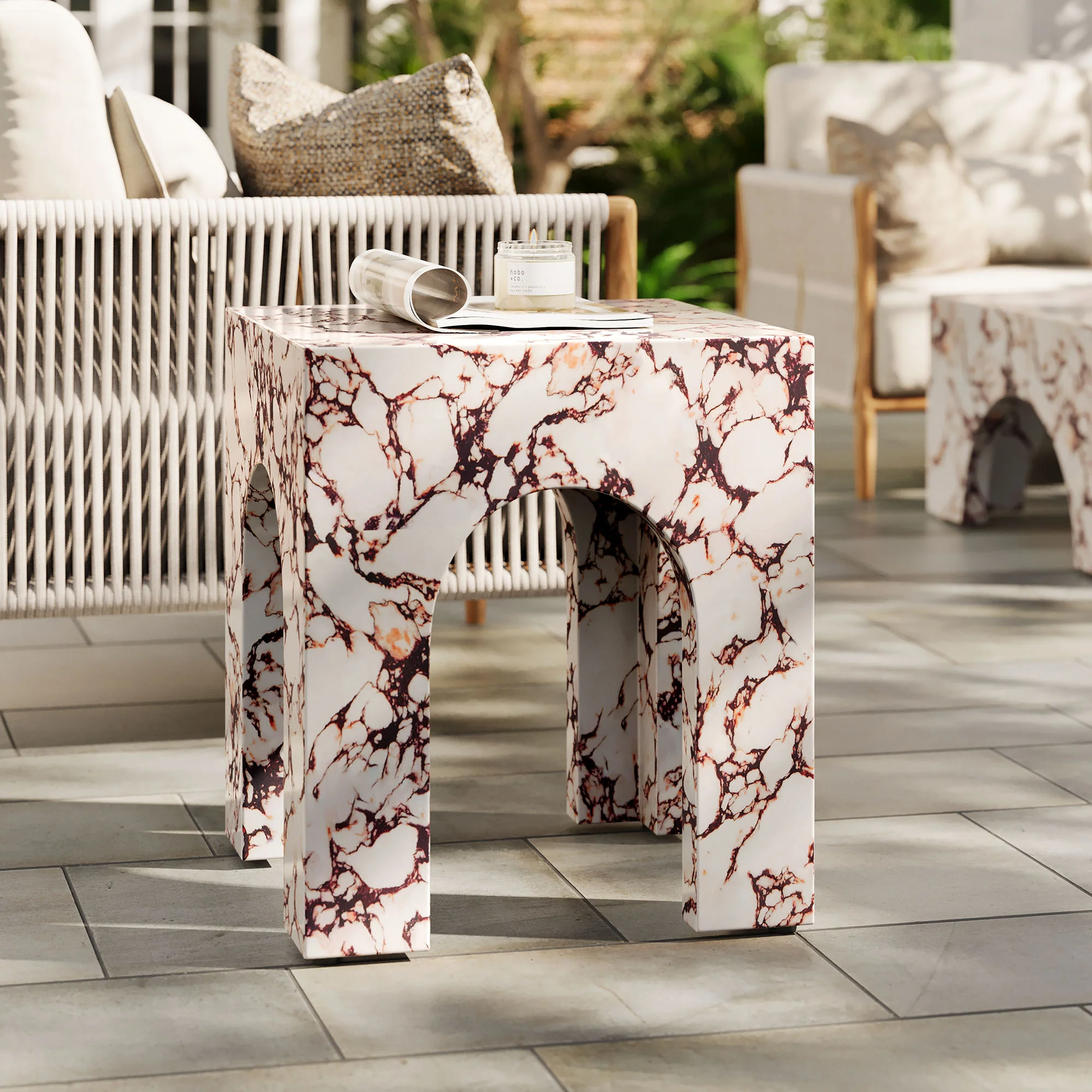 Valen Square Indoor - Outdoor Patio Arched Concrete Side Table by Modway - Image 21