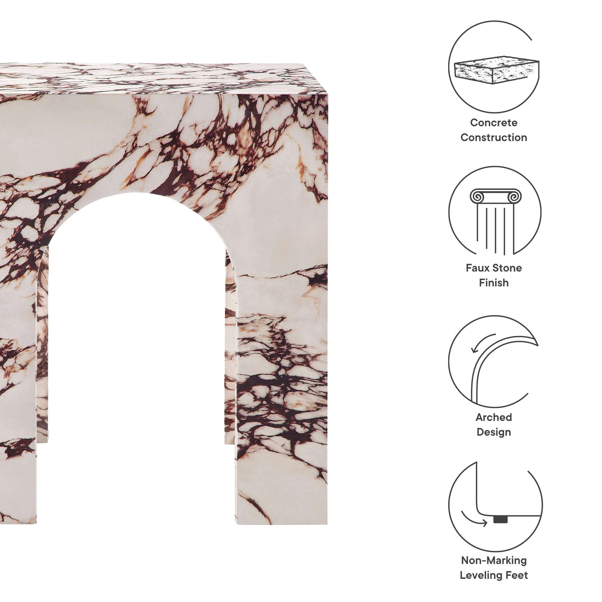 Valen Square Indoor - Outdoor Patio Arched Concrete Side Table by Modway - Image 22