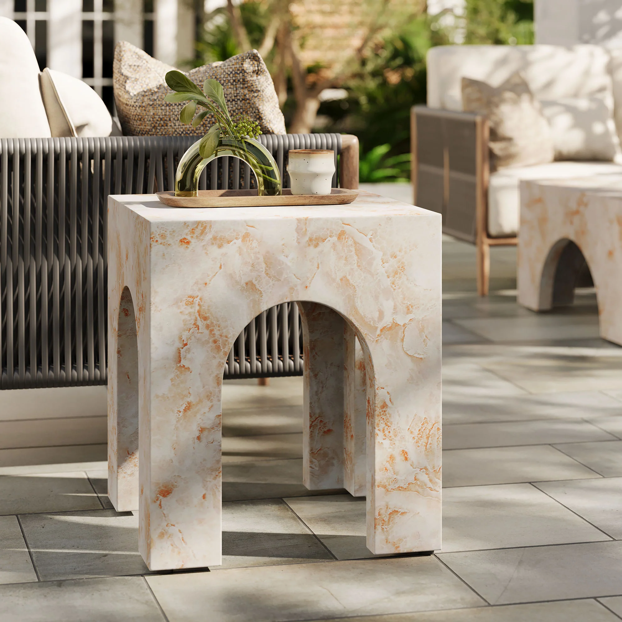 Valen Square Indoor - Outdoor Patio Arched Concrete Side Table by Modway - Image 9