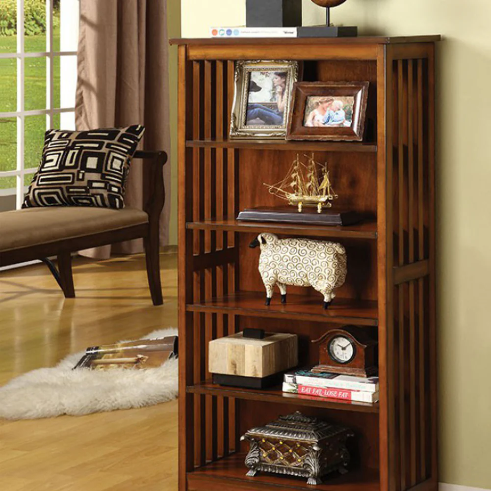 Valencia I Traditional Media Shelf, Antique Oak By Benzara - Image 2