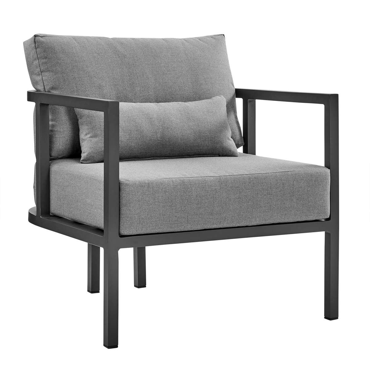 Valentina 4 Piece Dark Gray Aluminum Outdoor Seating Set with Dark Gray Cushions By Armen Living - Image 3