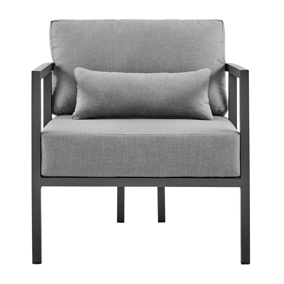 Valentina 4 Piece Dark Gray Aluminum Outdoor Seating Set with Dark Gray Cushions By Armen Living - Image 4