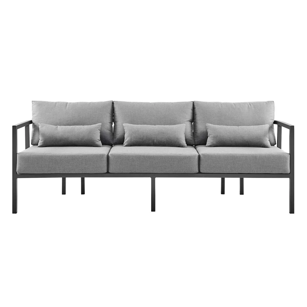 Valentina 4 Piece Dark Gray Aluminum Outdoor Seating Set with Dark Gray Cushions By Armen Living - Image 6