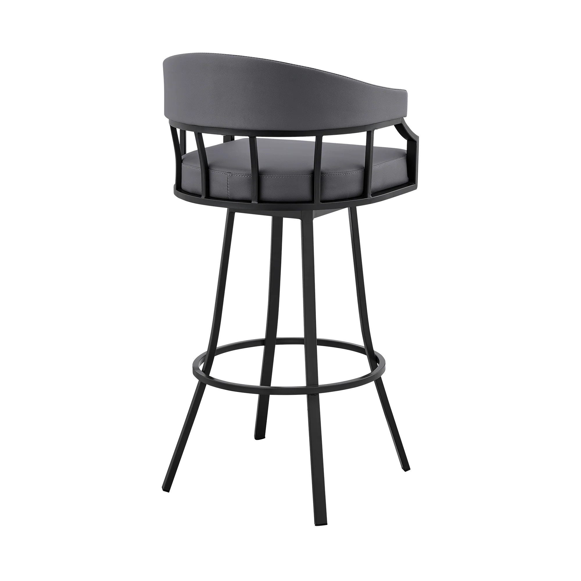 Valerie 26" Swivel Slate Grey Faux Leather and Black Metal Bar Stool By Armen Living - Image 5