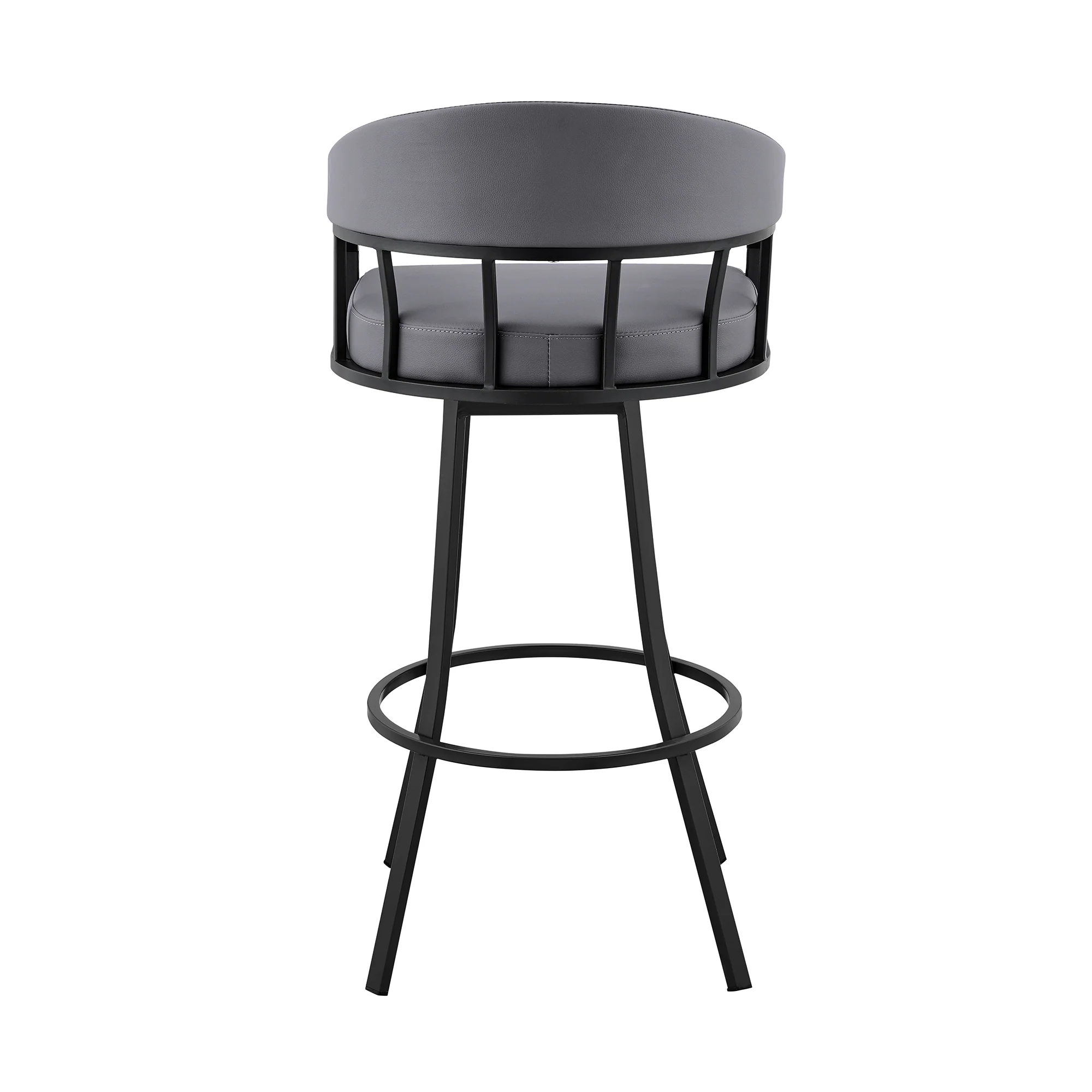 Valerie 26" Swivel Slate Grey Faux Leather and Black Metal Bar Stool By Armen Living - Image 6