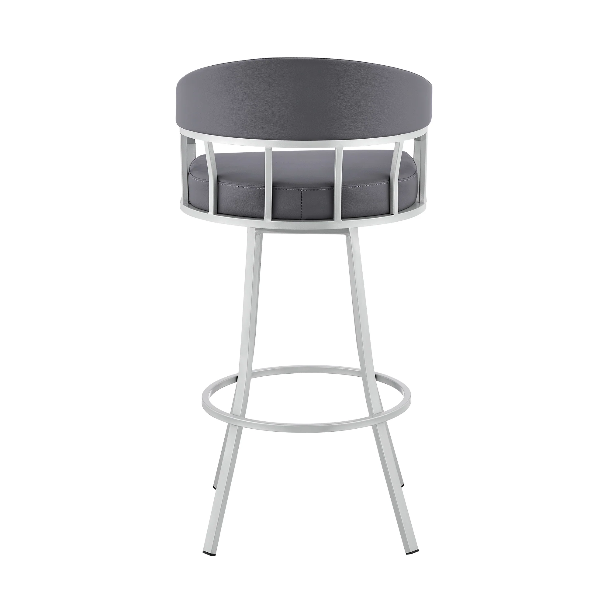Valerie 30" Swivel Slate Grey Faux Leather and Silver Metal Bar Stool By Armen Living - Image 6