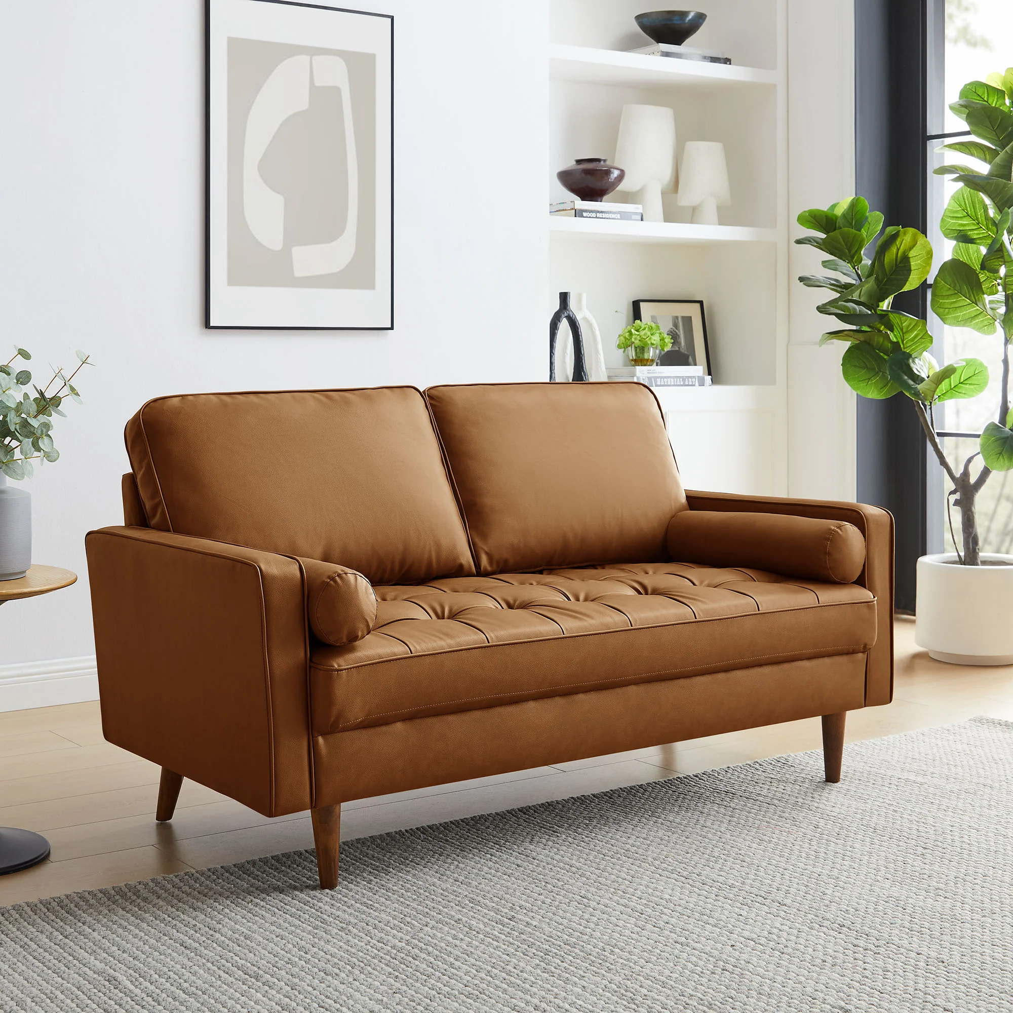 Valour Tufted Vegan Leather Loveseat by Modway - Image 16