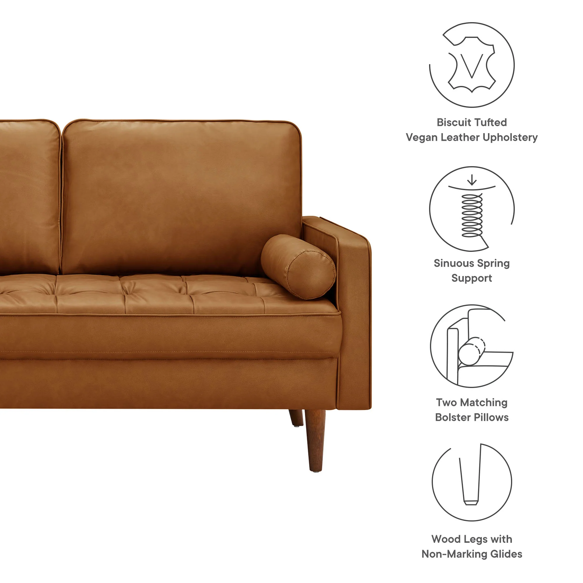 Valour Tufted Vegan Leather Loveseat by Modway - Image 17