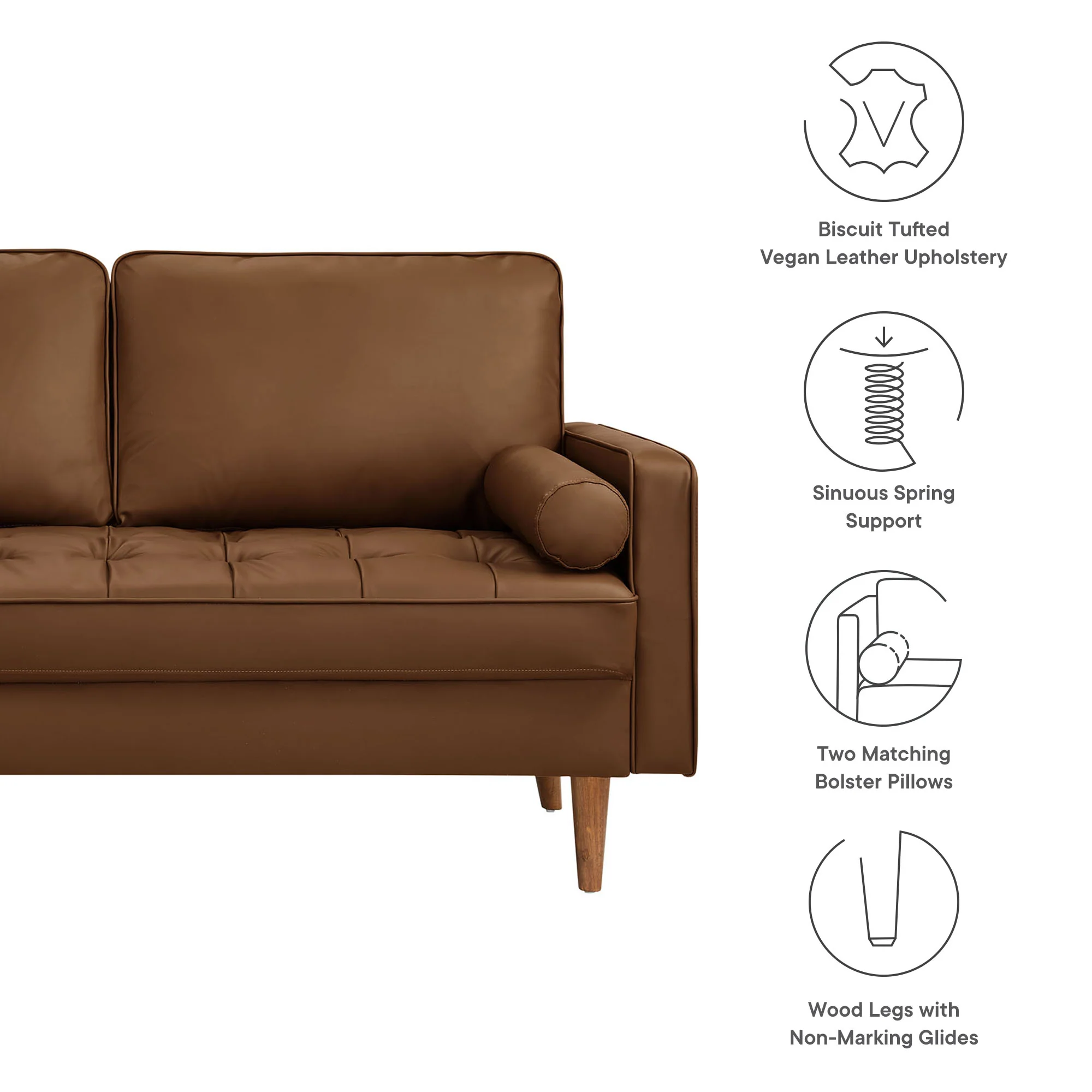 Valour Tufted Vegan Leather Loveseat by Modway - Image 8