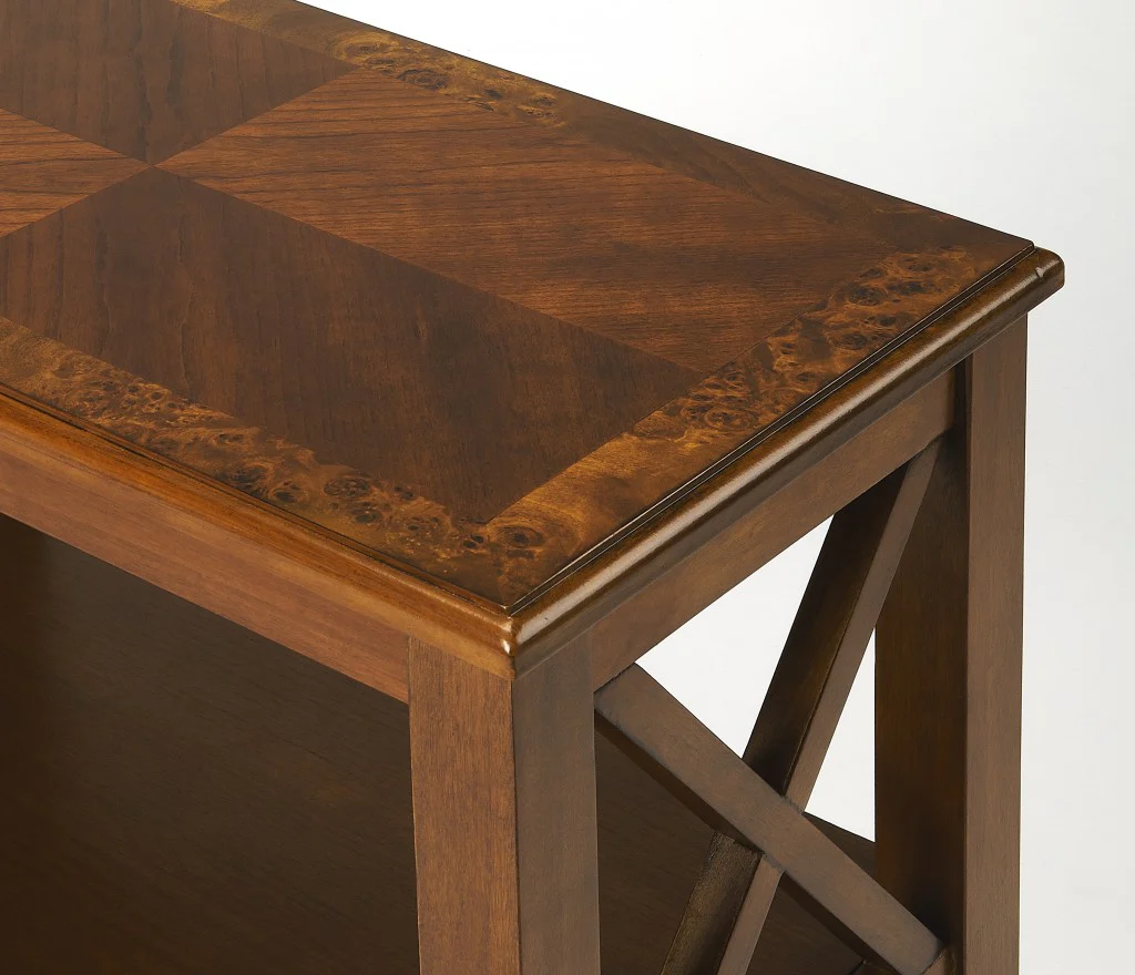 Vance Olive Ash Burl Bookcase By Homeroots - Image 3