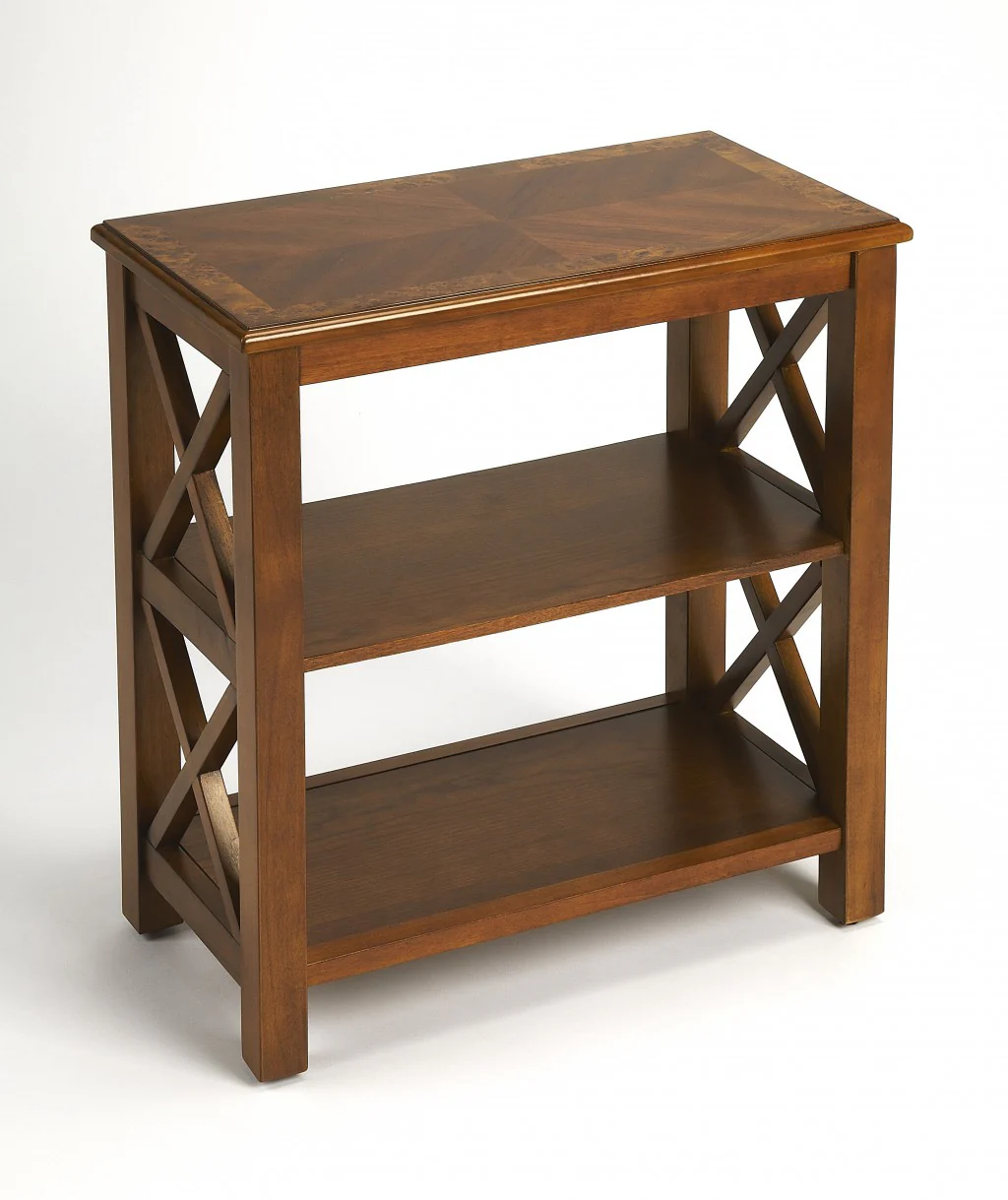 Vance Olive Ash Burl Bookcase By Homeroots - Image 4