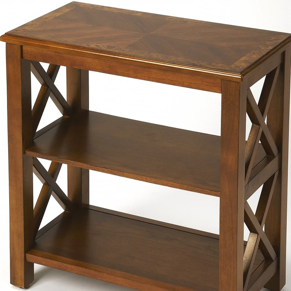 Vance Olive Ash Burl Bookcase By Homeroots - Image 5