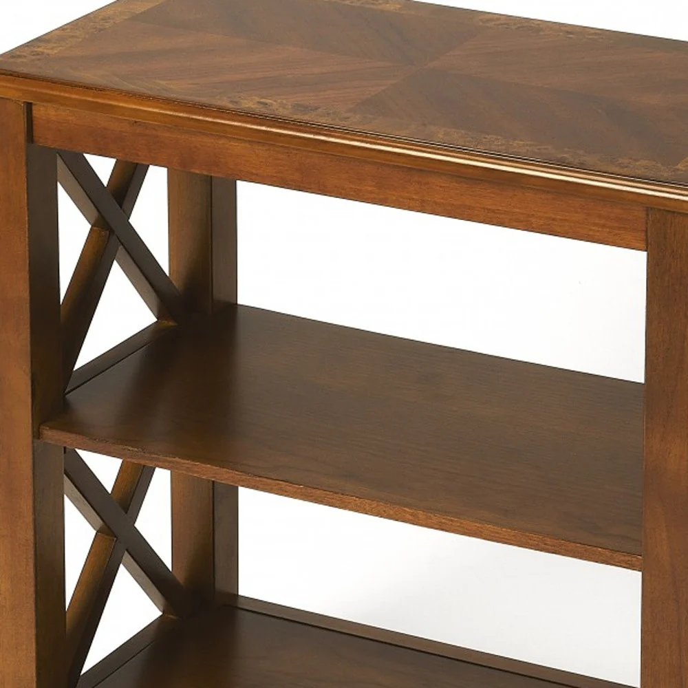 Vance Olive Ash Burl Bookcase By Homeroots - Image 6