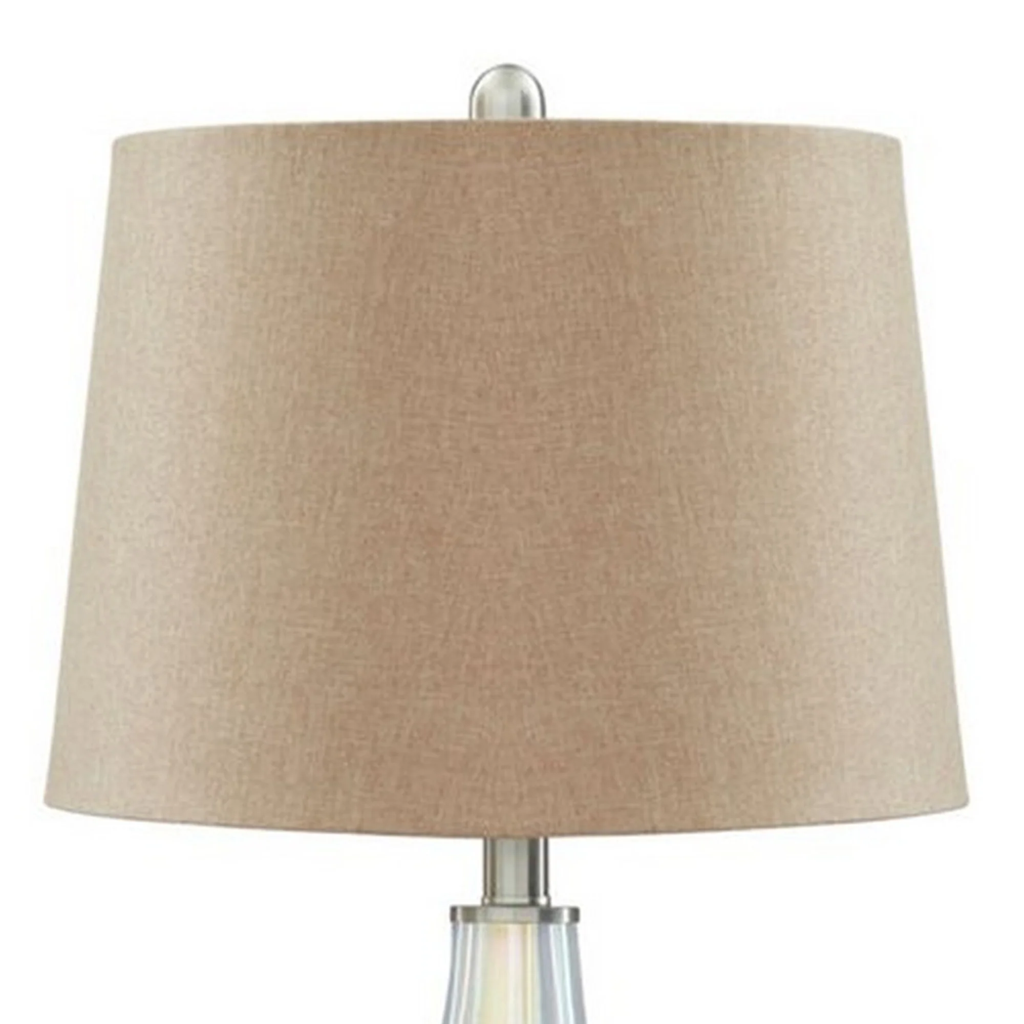 Vase Shape Frame Table Lamp With Fabric Shade Set Of 2 Beige And Blue By Benzara - Image 4