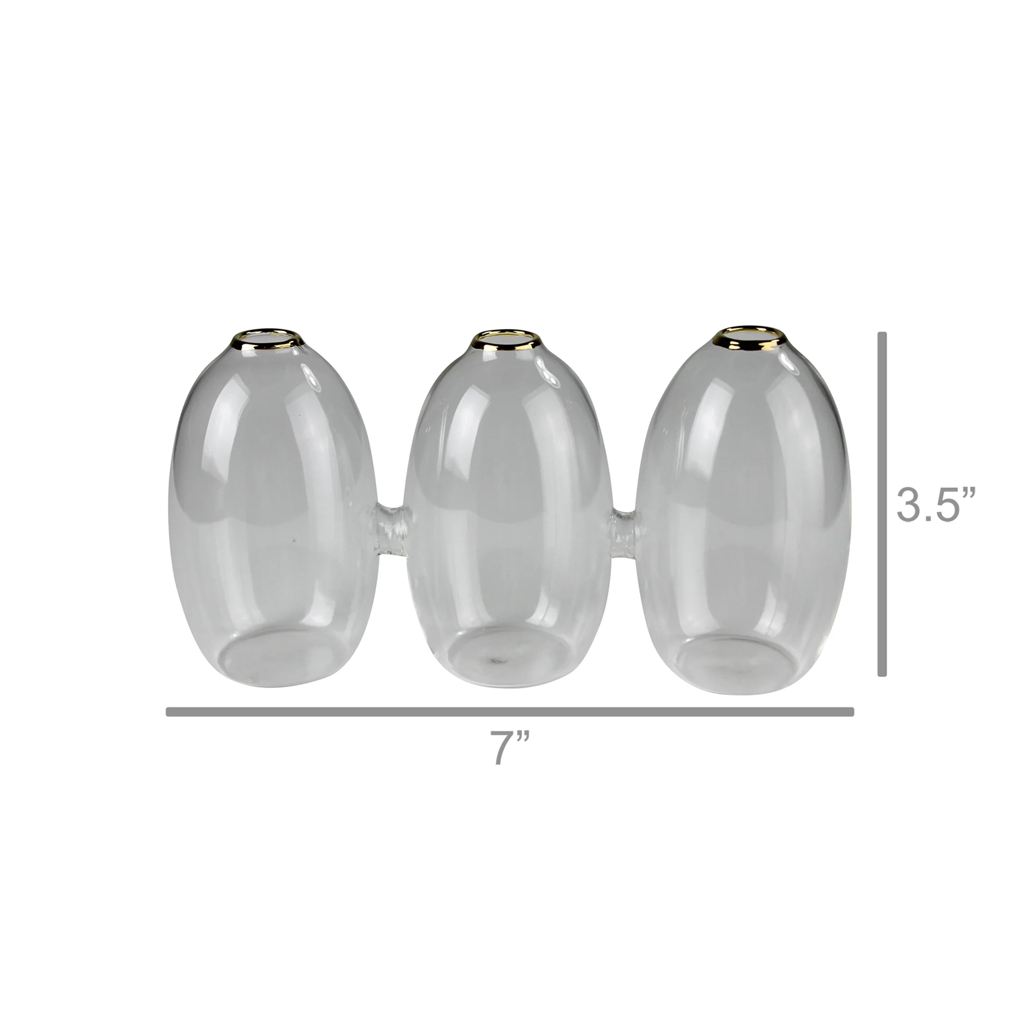 Vase Trio with Gold Rim, Glass Set Of 2 By HomArt - Image 2