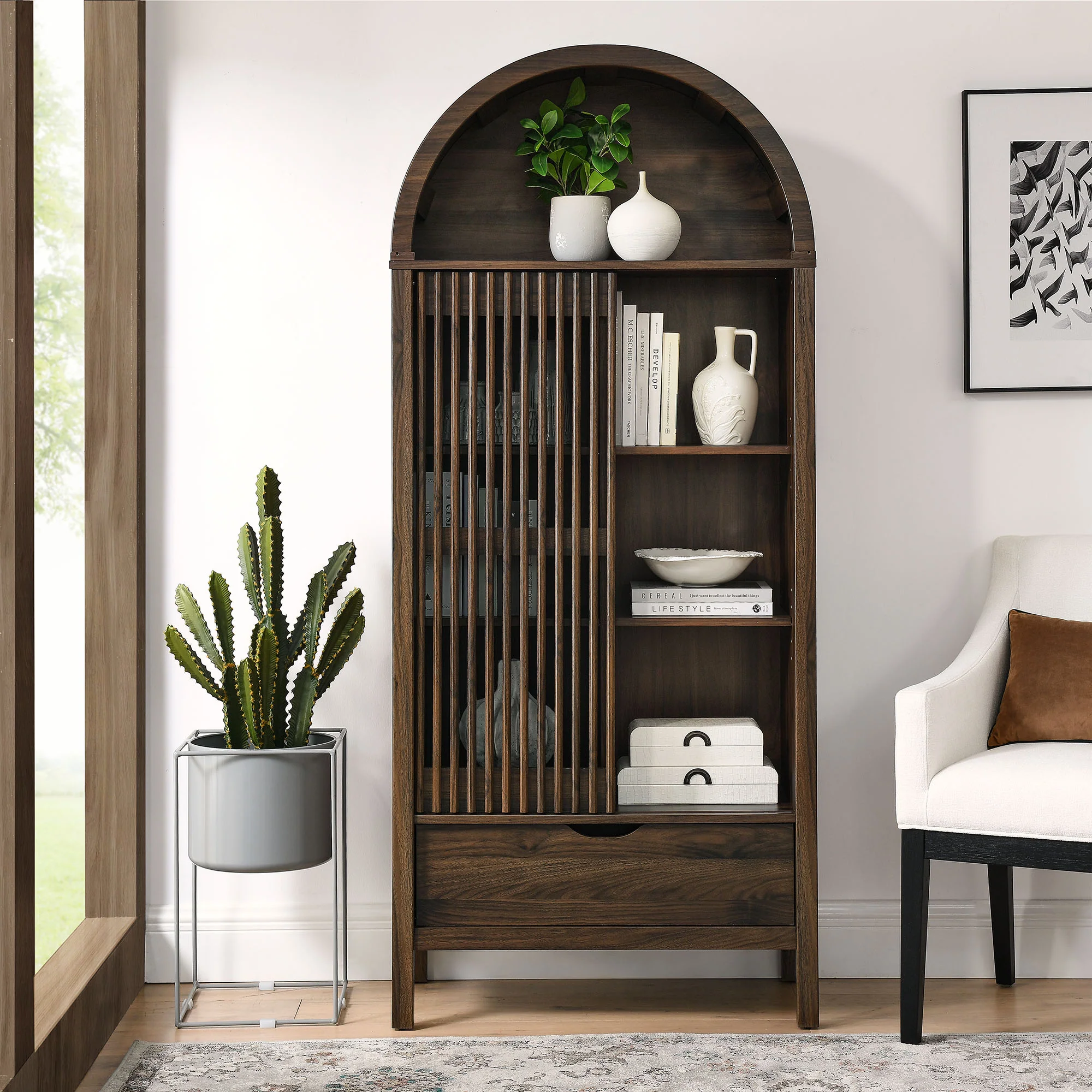 Vaughn 71" Arched Storage Display Cabinet by Modway - Image 18