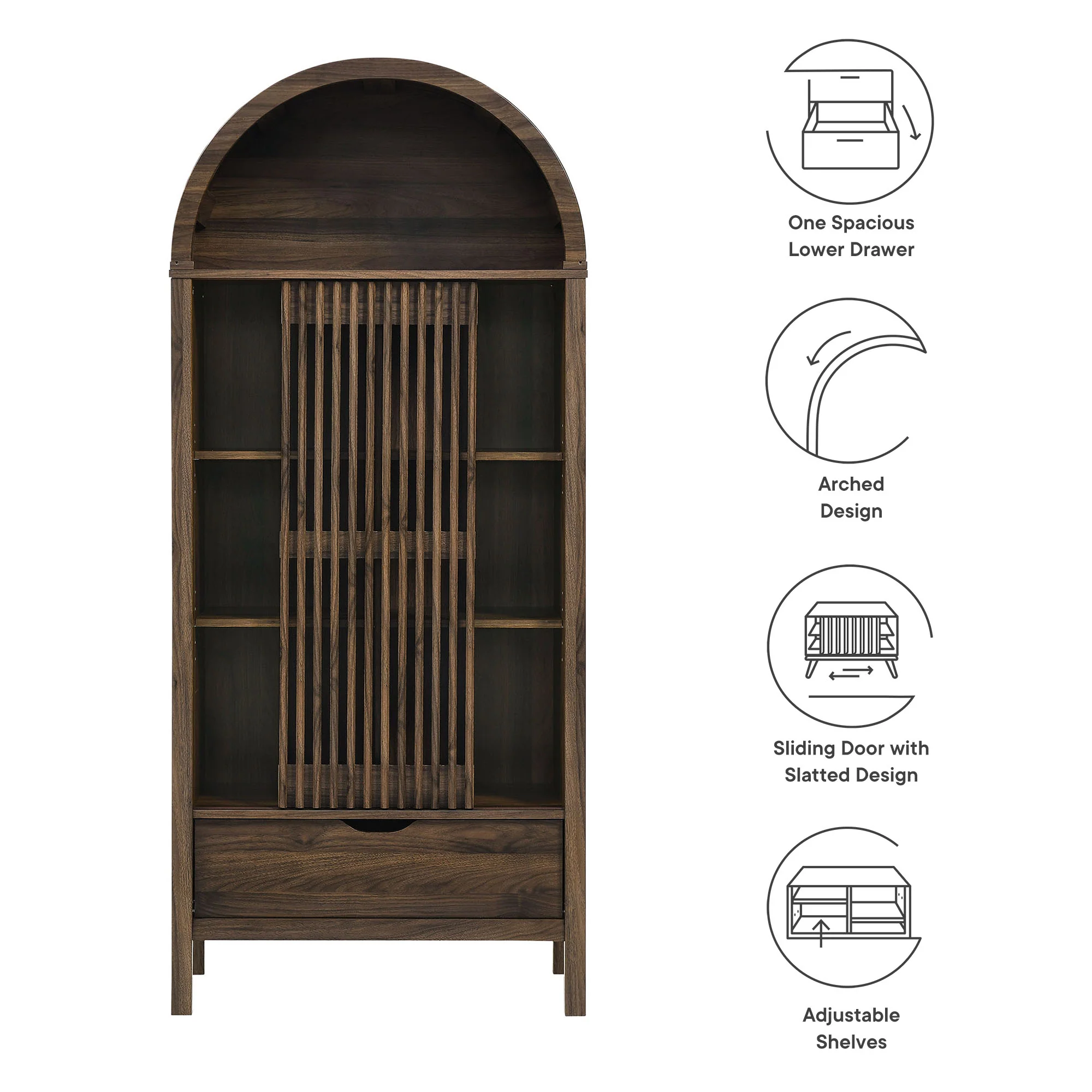 Vaughn 71" Arched Storage Display Cabinet by Modway - Image 19