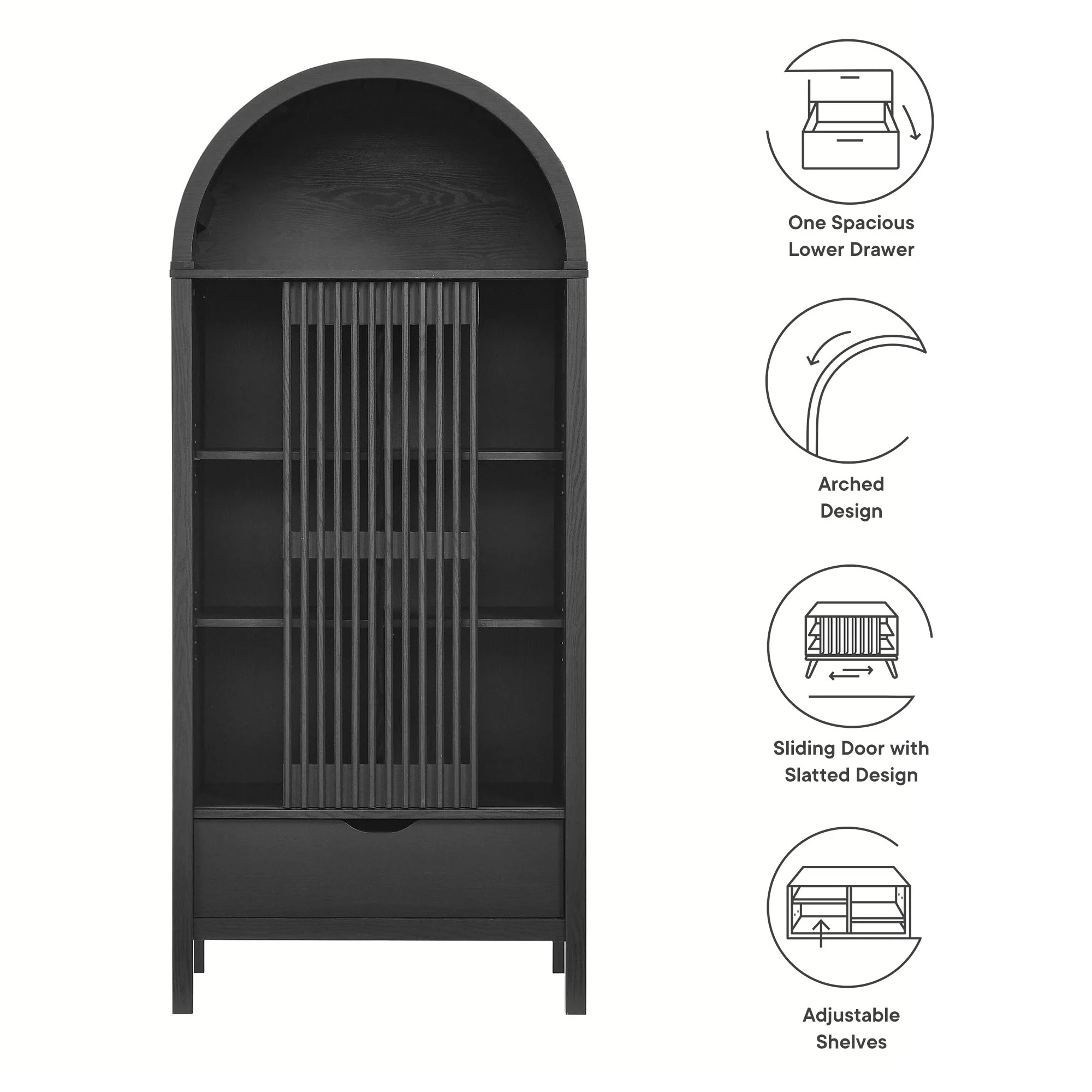 Vaughn 71" Arched Storage Display Cabinet by Modway - Image 9