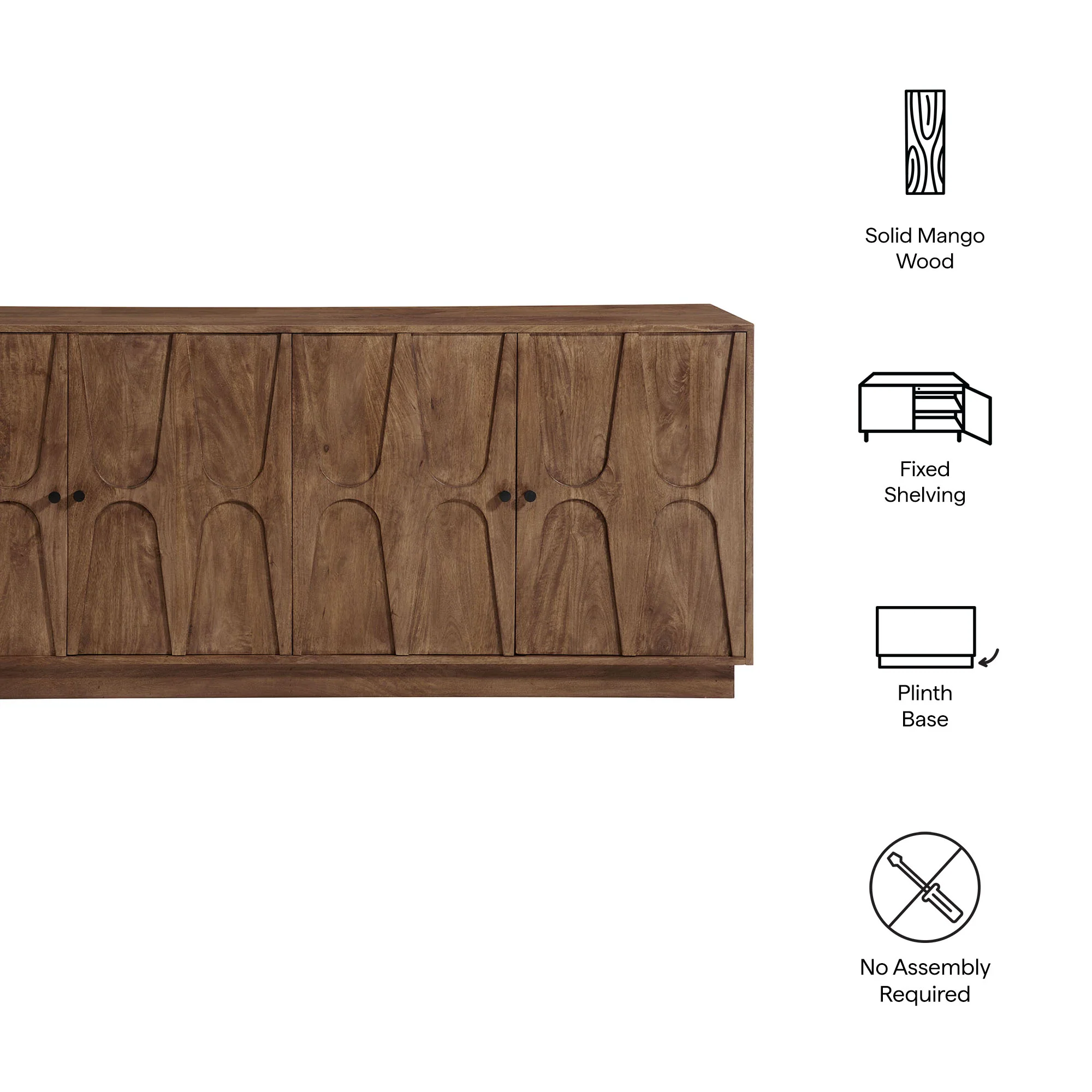 Veda 72" Mango Wood Sideboard Cabinet by Modway - Image 8