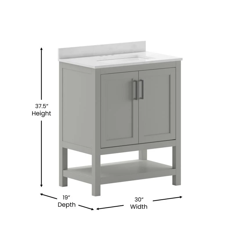 Vega 30 Inch Bathroom Vanity with Sink Combo By Flash Furniture - Image 18